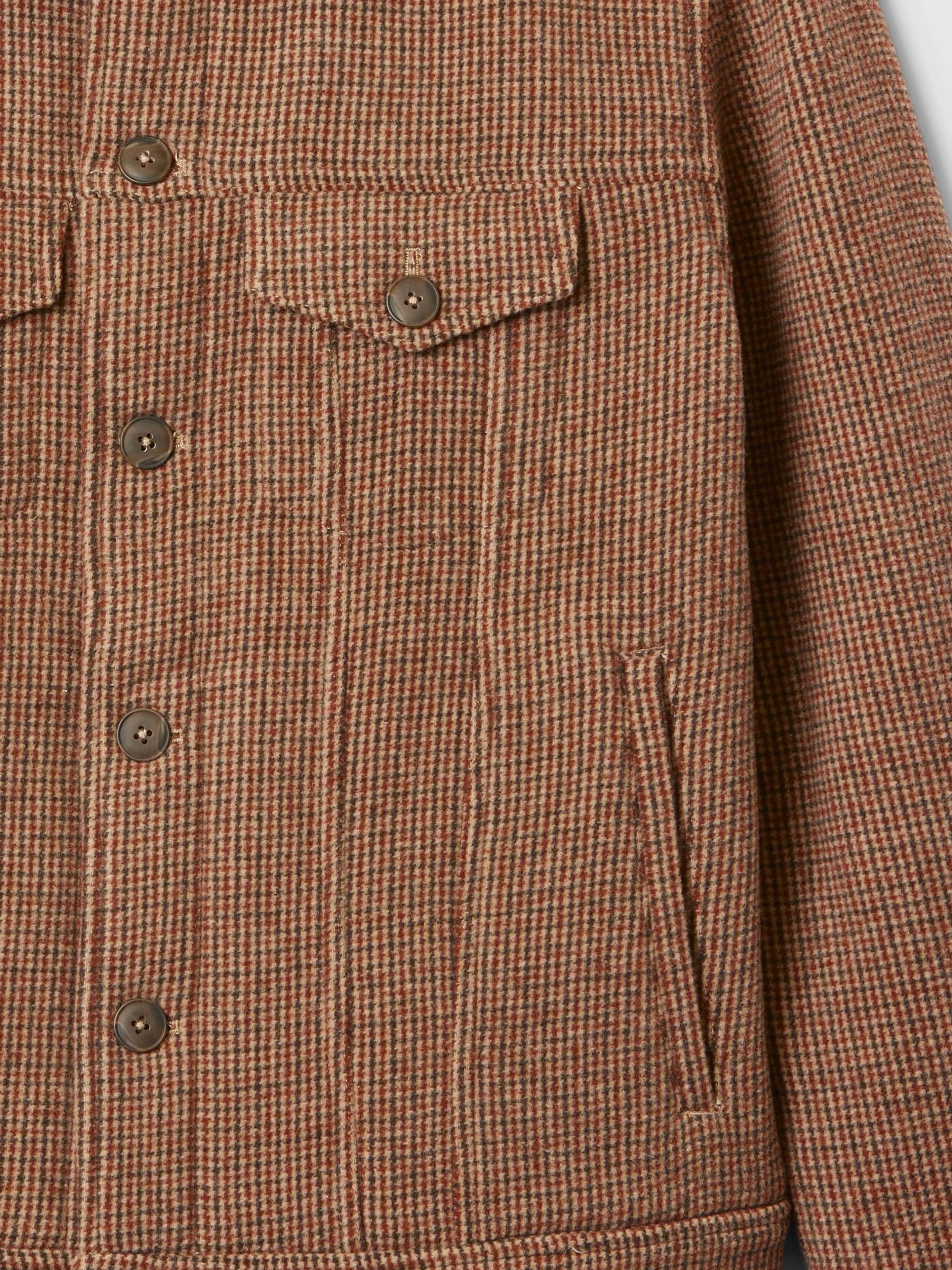 Brown Wool Houndstooth Trucker Jacket - Image 5 of 5