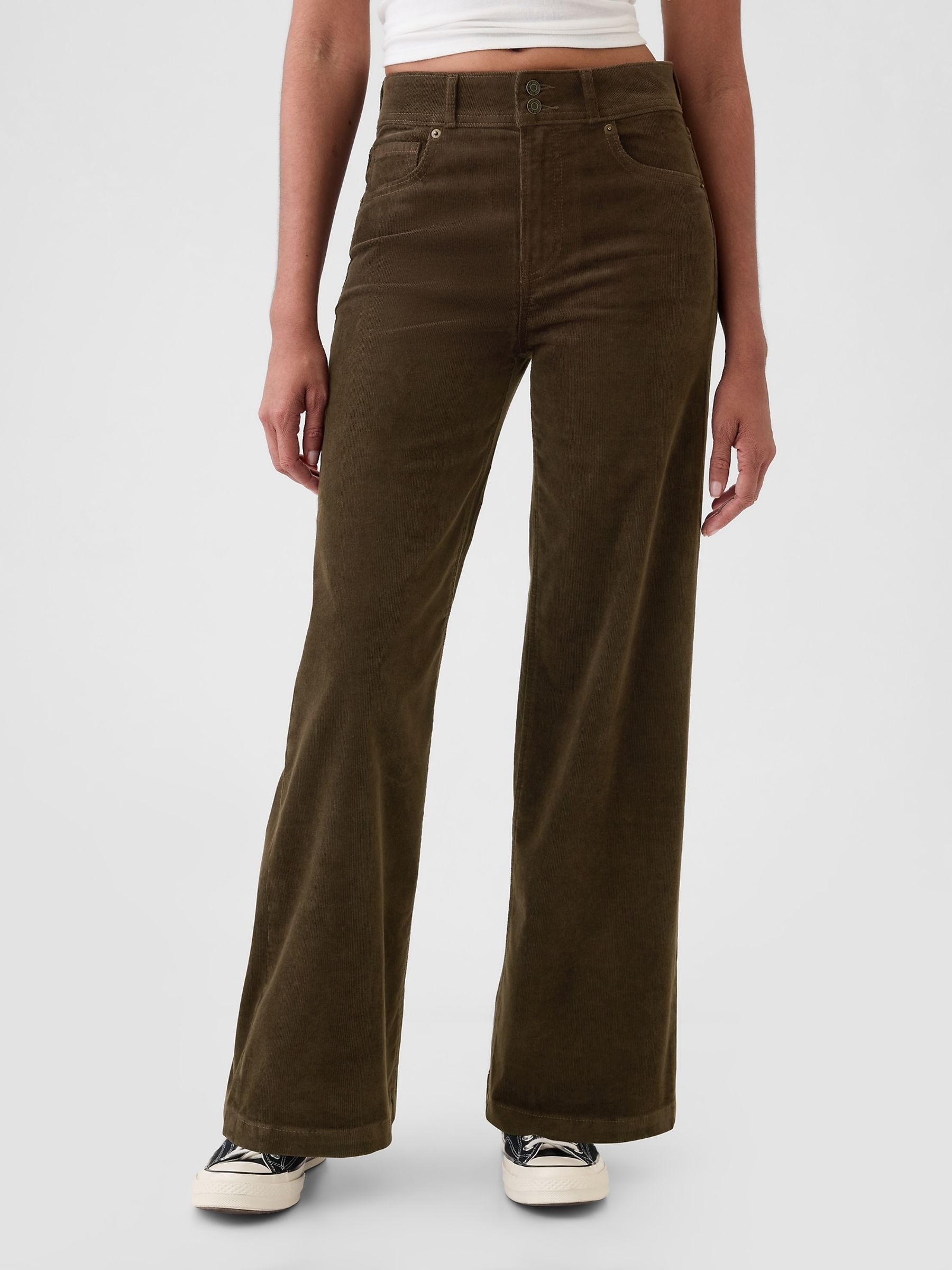 Brown High Waisted Corduroy Stride Wide-Leg Jeans - Image 2 of 8