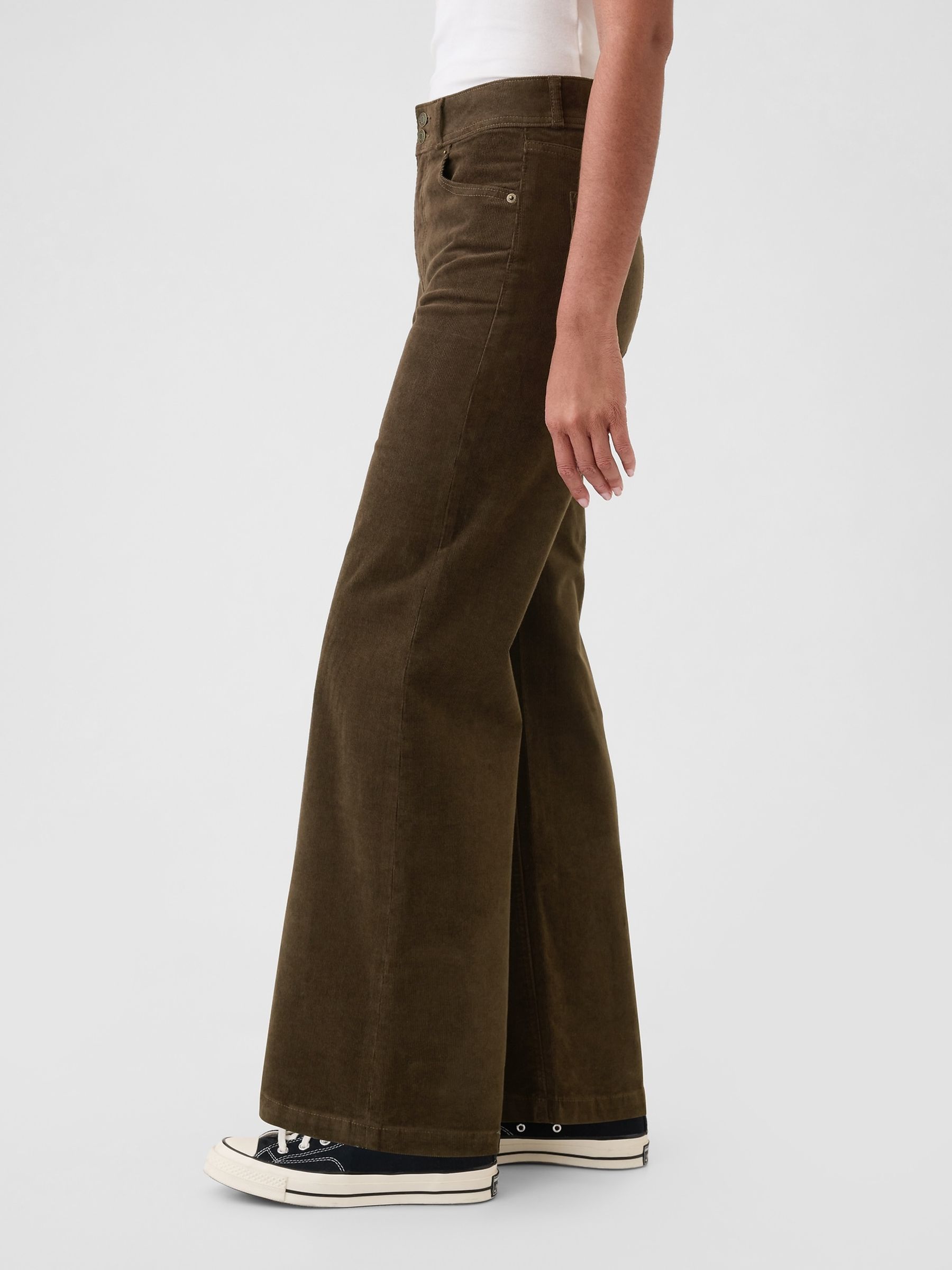 Brown High Waisted Corduroy Stride Wide-Leg Jeans - Image 5 of 8