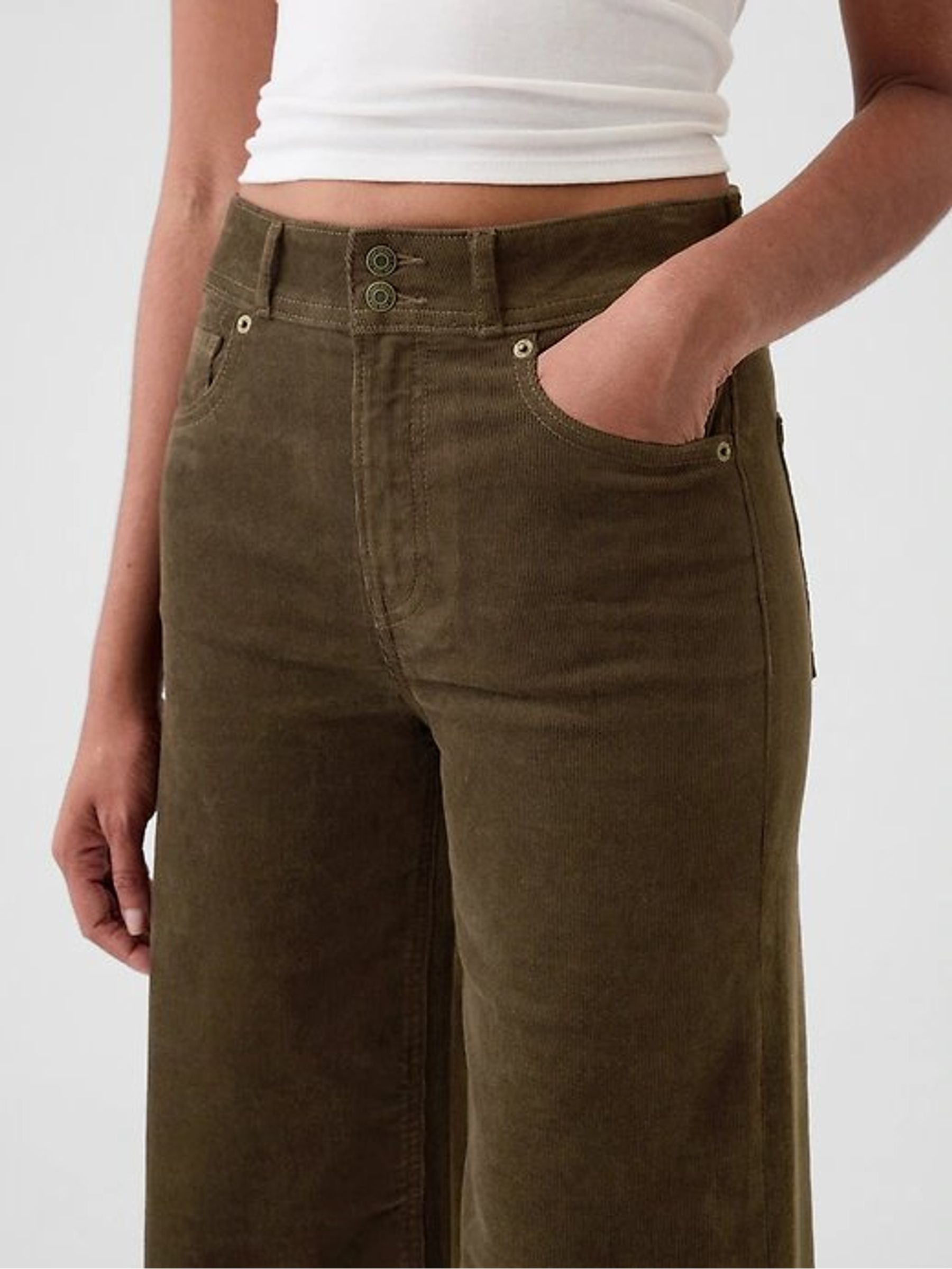 Brown High Waisted Corduroy Stride Wide-Leg Jeans - Image 6 of 8