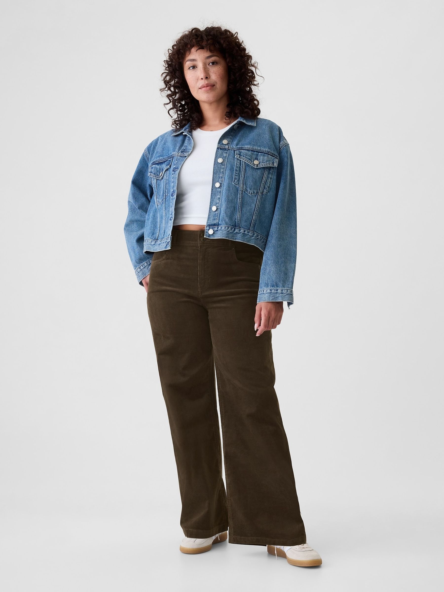 Brown High Waisted Corduroy Stride Wide-Leg Jeans - Image 7 of 8