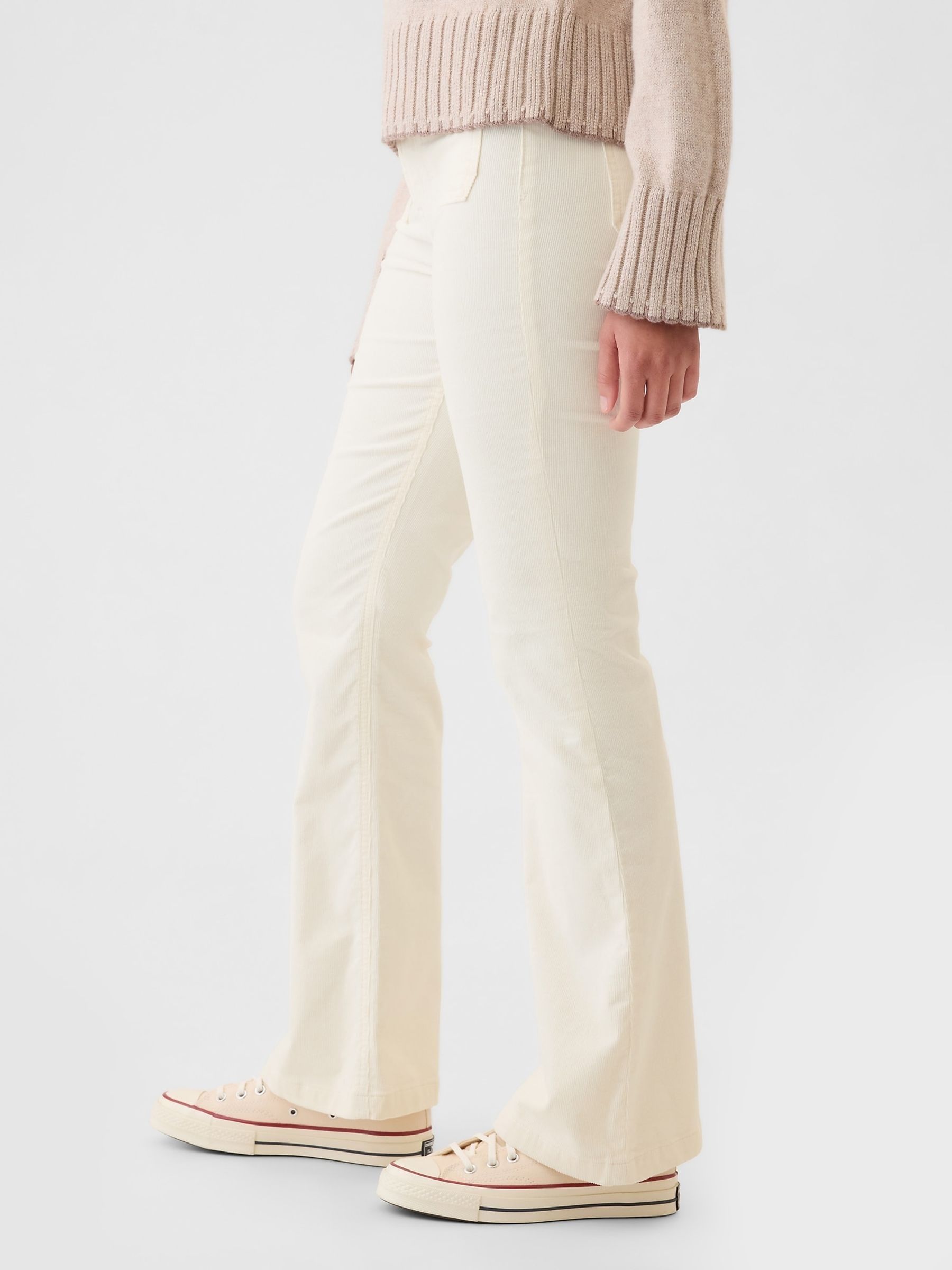 Beige High Waisted Corduroy 70s Flare Trousers - Image 4 of 6