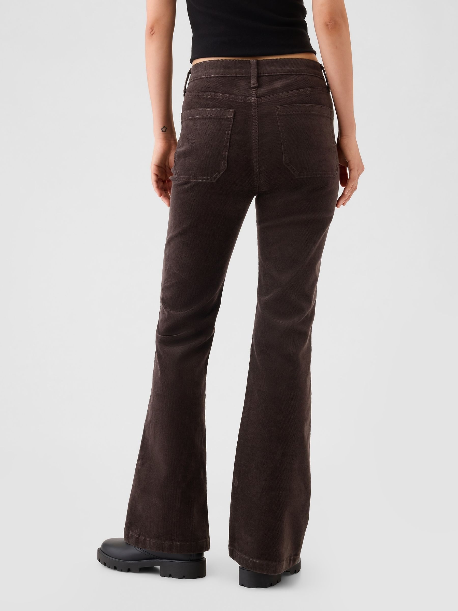 Brown High Waisted Corduroy 70s Flare Trousers - Image 3 of 6