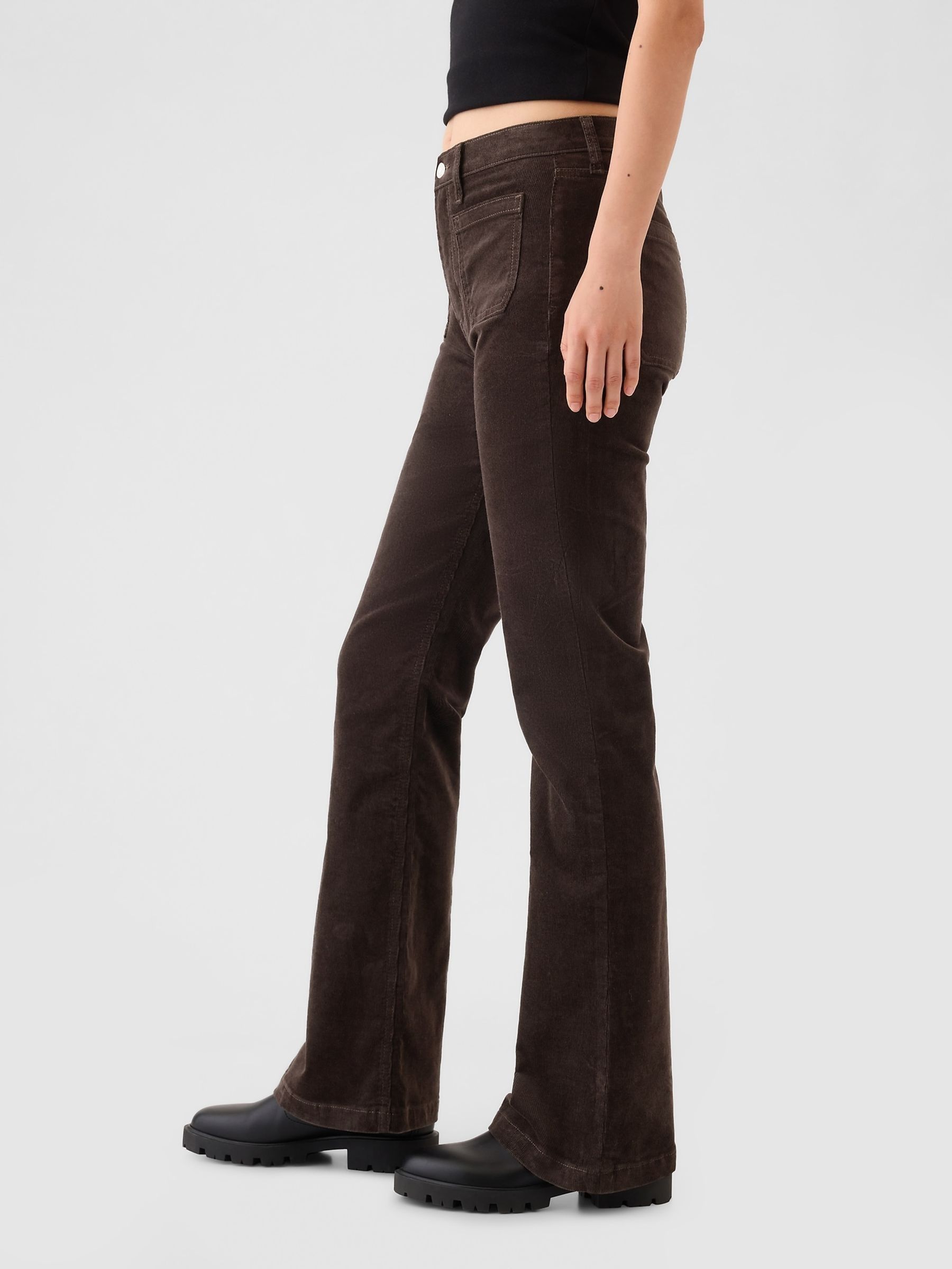 Brown High Waisted Corduroy 70s Flare Trousers Gap