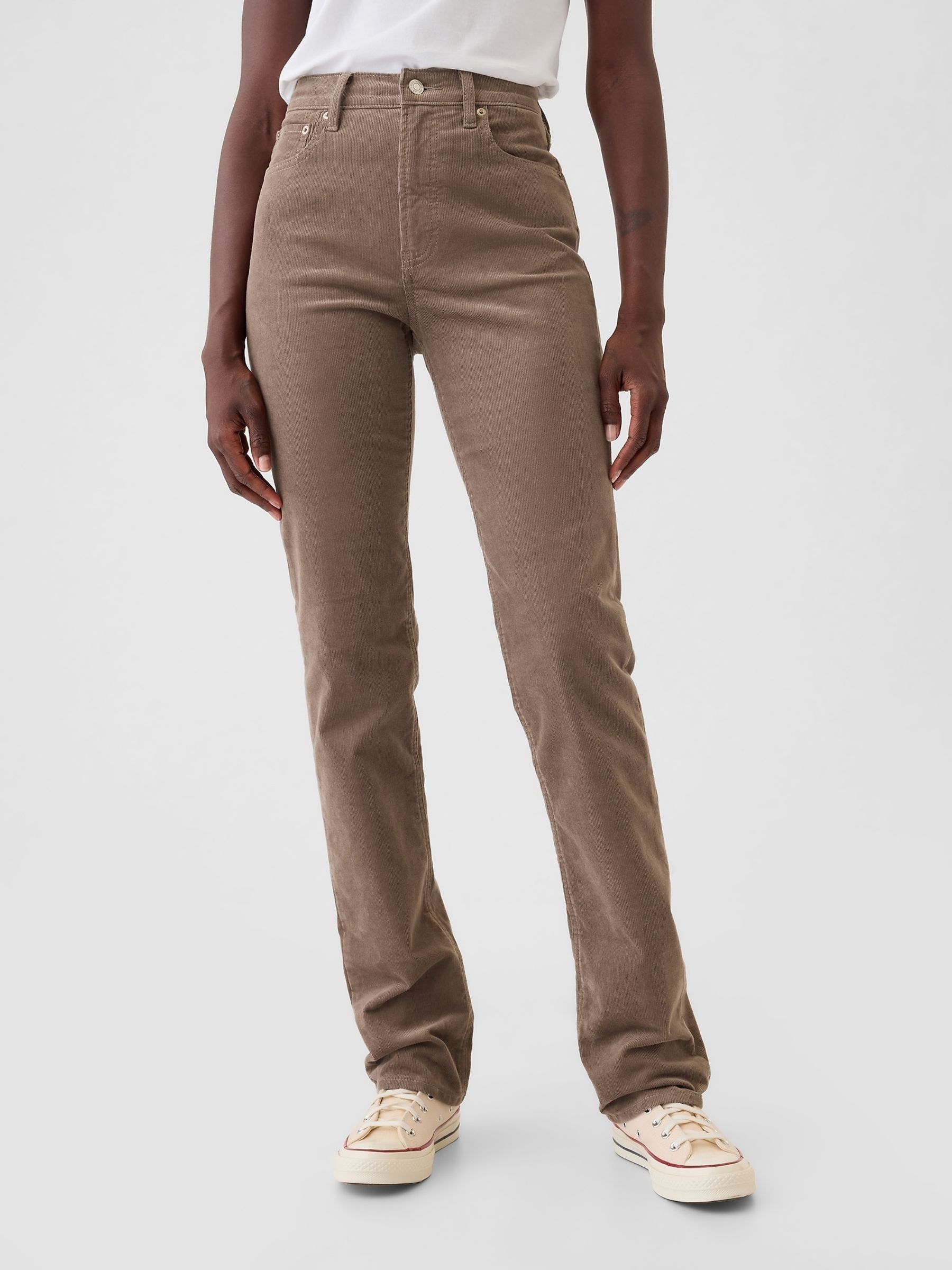 Light Brown High Waisted Corduroy 90s Straight Trousers - Image 2 of 6