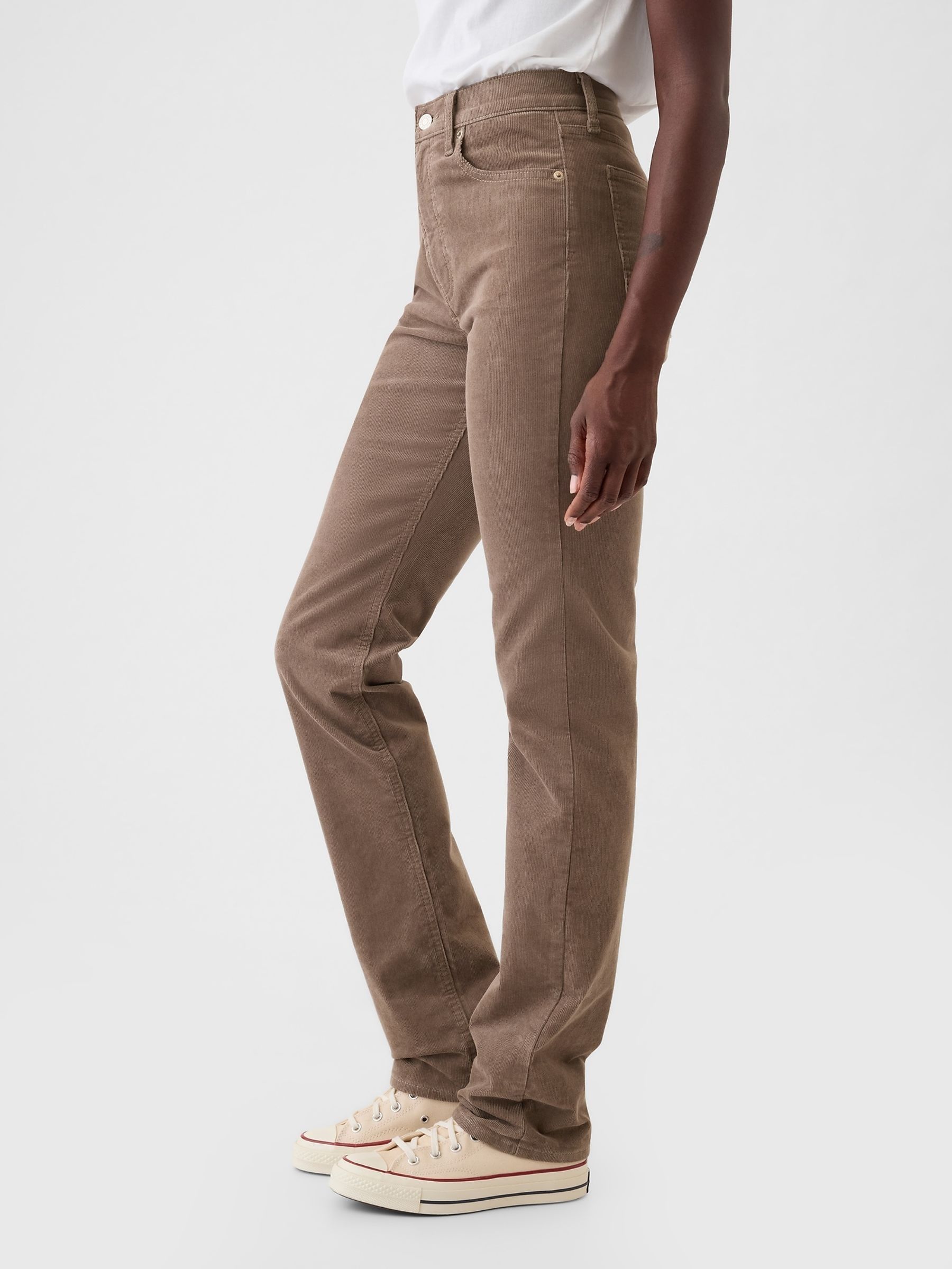 Light Brown High Waisted Corduroy 90s Straight Trousers - Image 4 of 6