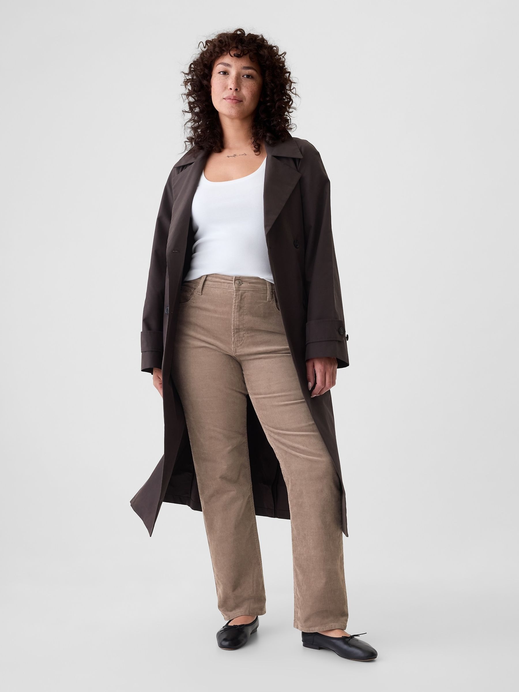 Light Brown High Waisted Corduroy 90s Straight Trousers - Image 5 of 6