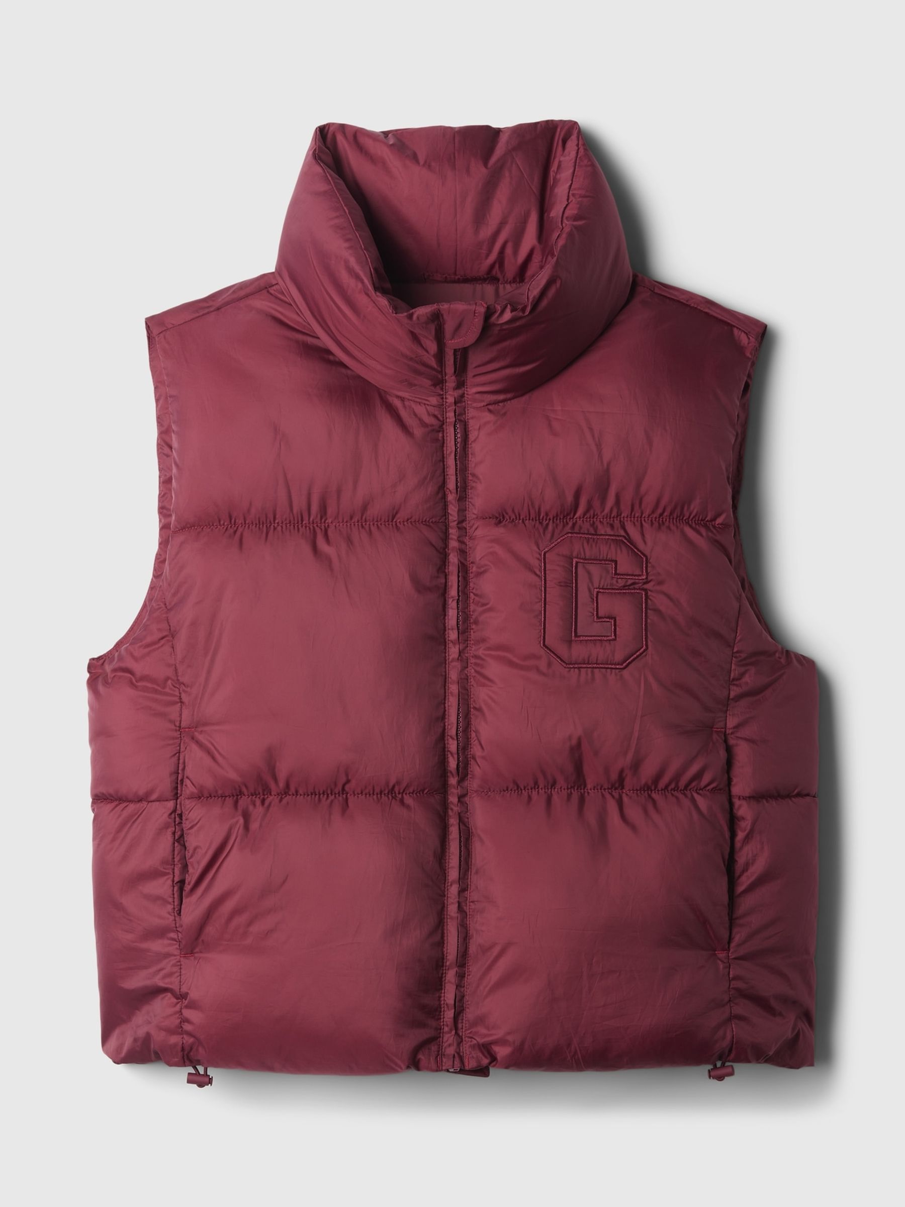 Burgundy Red Logo Cropped Puffer Gilet Jacket - Image 5 of 5