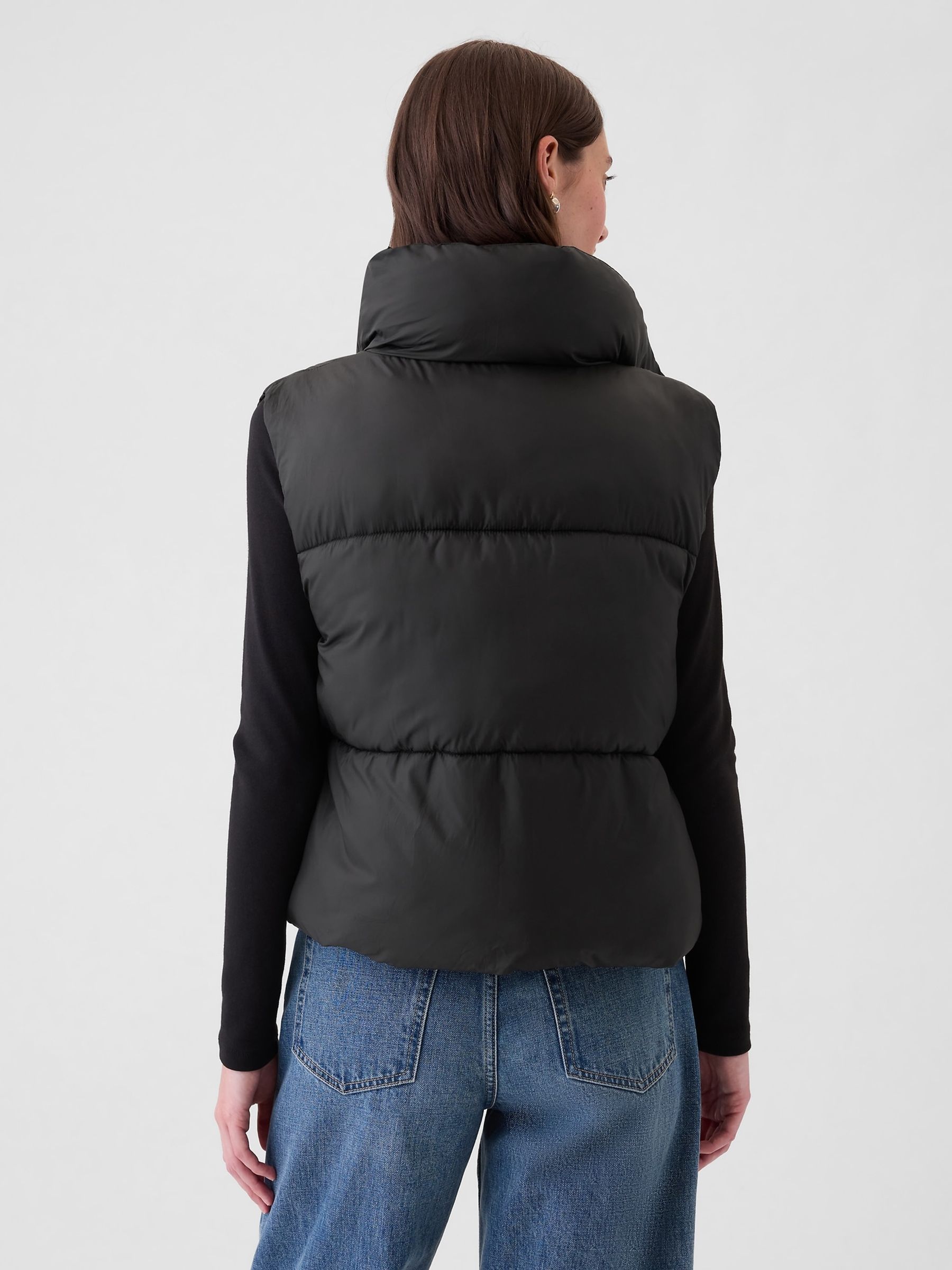 Black Logo Cropped Puffer Gilet Jacket - Image 2 of 5