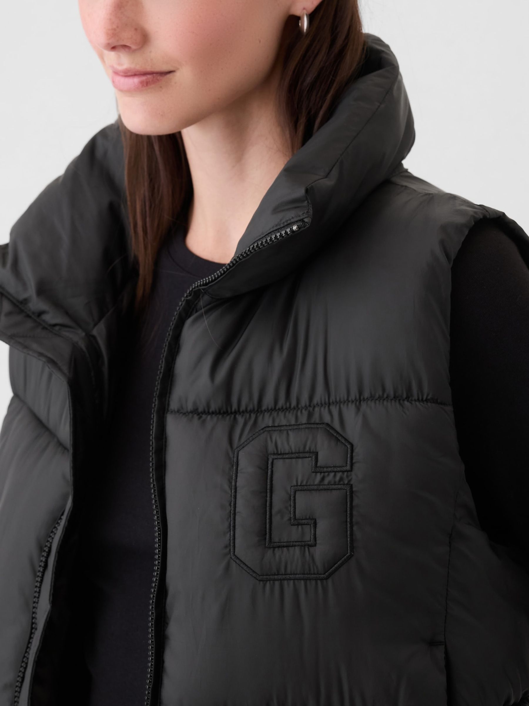 Black Logo Cropped Puffer Gilet Jacket - Image 4 of 5