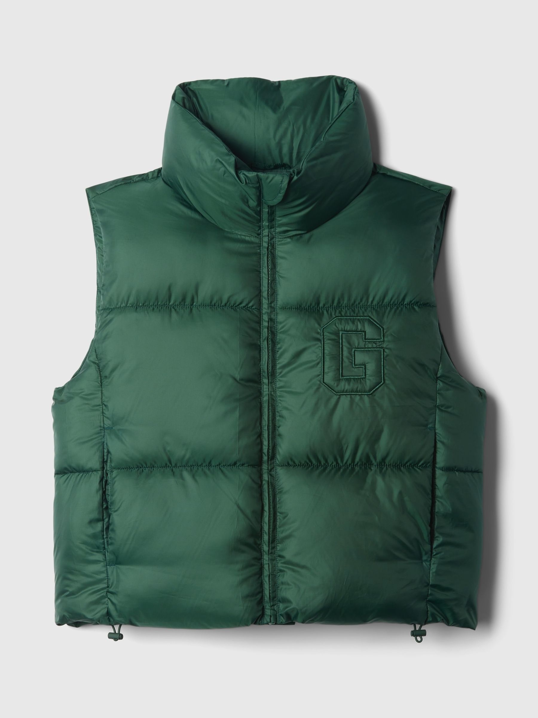 Khaki Green Logo Cropped Puffer Gilet Jacket - Image 5 of 5
