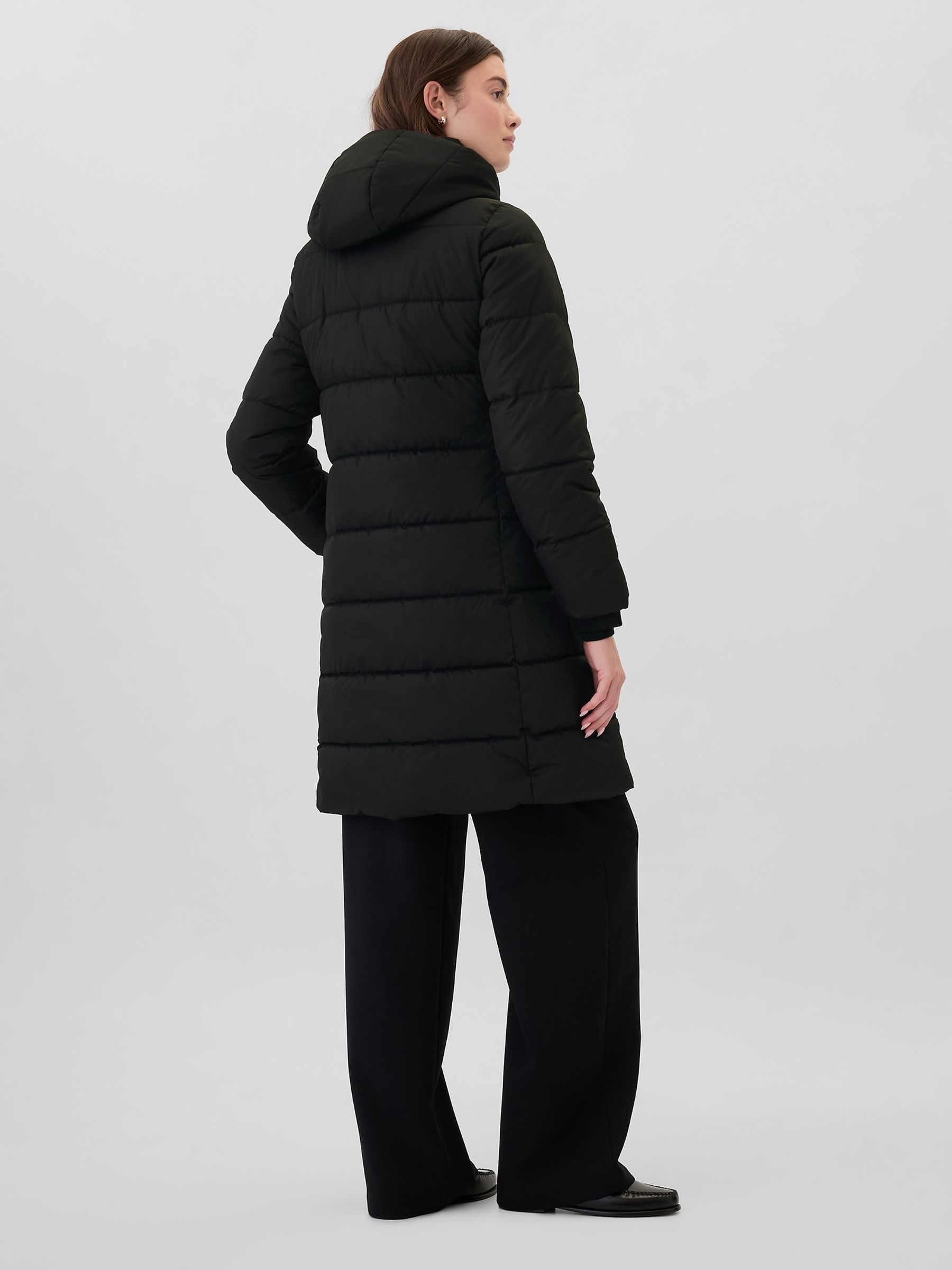 Black Logo Long Puffer Coat - Image 2 of 5