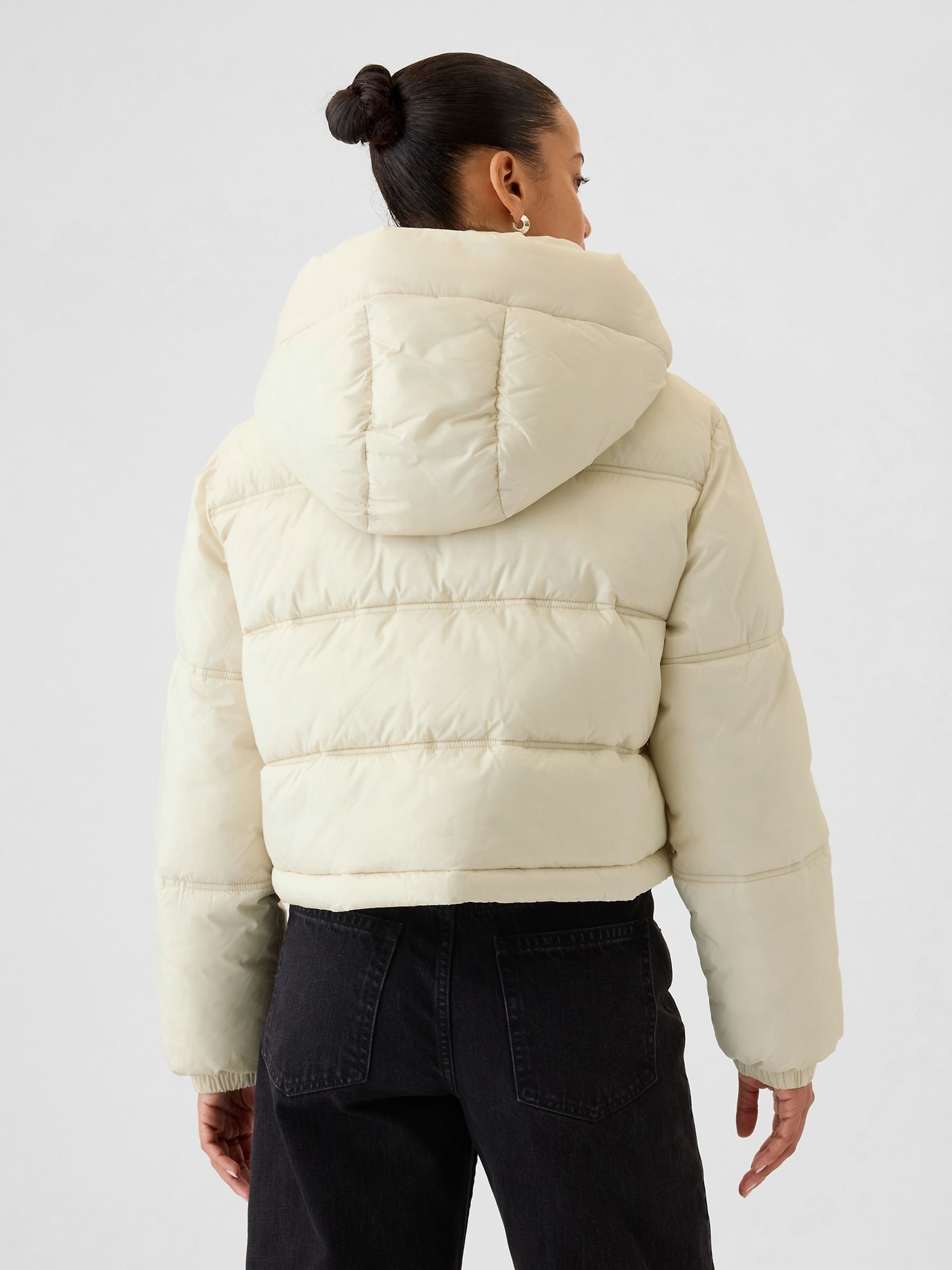 Cream Logo Heavyweight Puffer Coat - Image 2 of 6