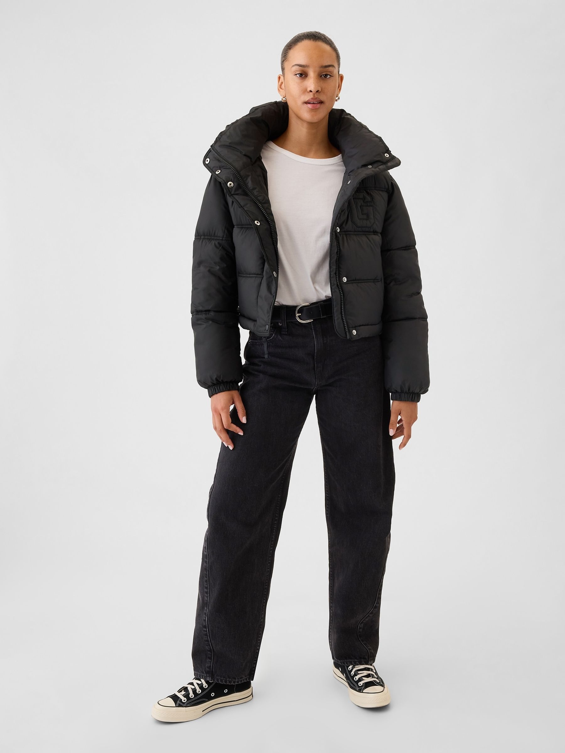 Black Logo Heavyweight Puffer Coat - Image 3 of 6
