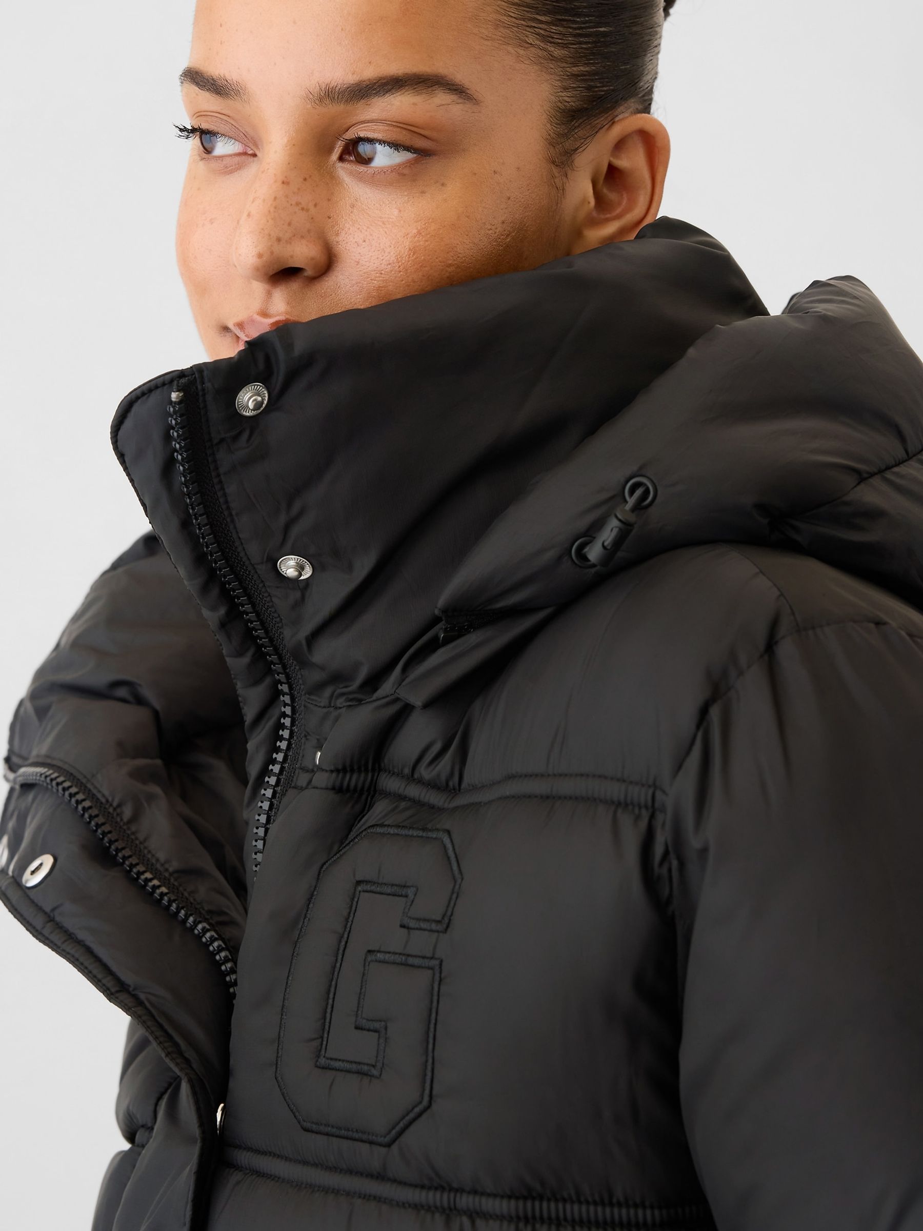 Black Logo Heavyweight Puffer Coat - Image 4 of 6
