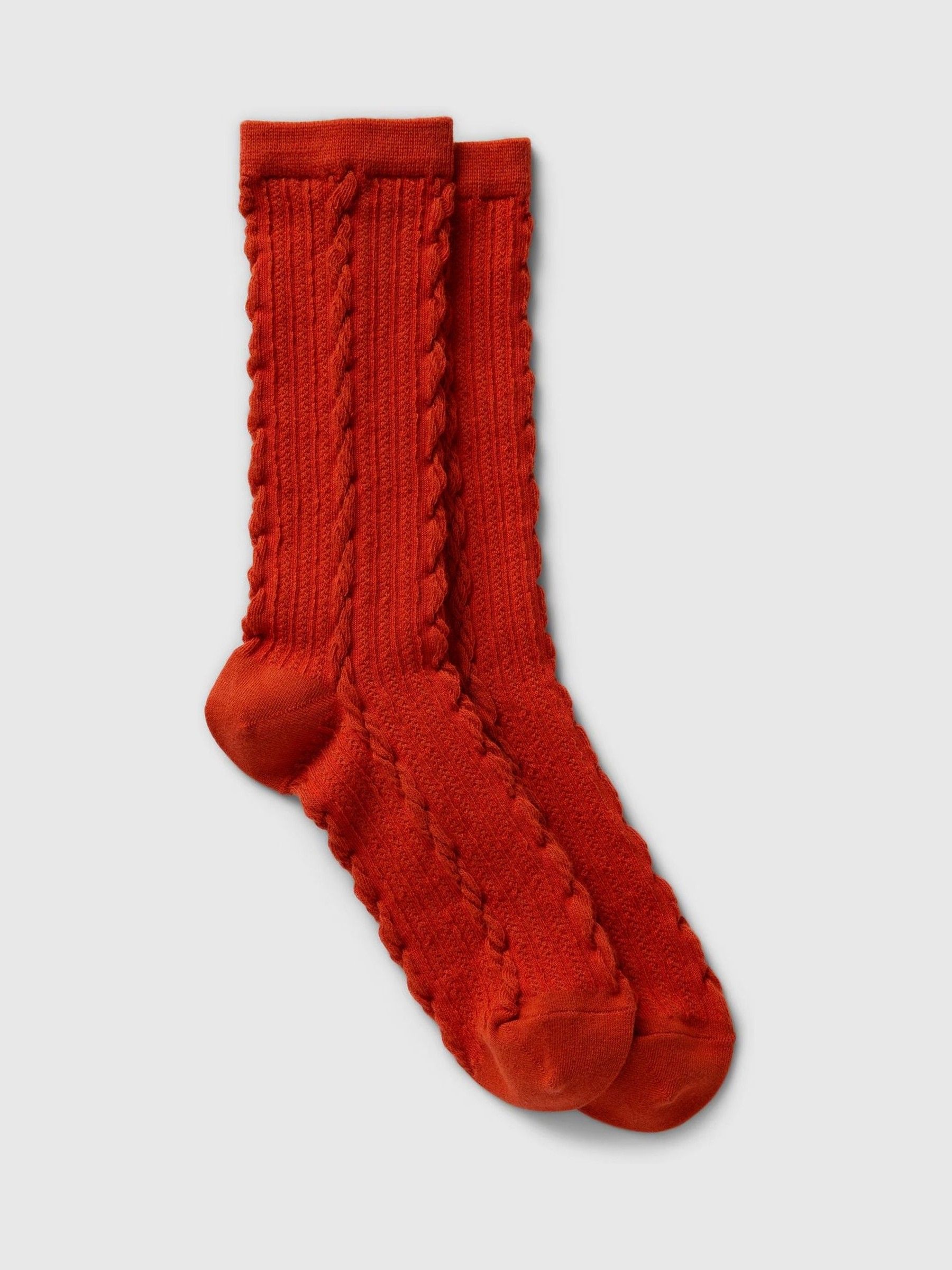 Red Twisted-Knit Crew Socks - Image 1 of 2