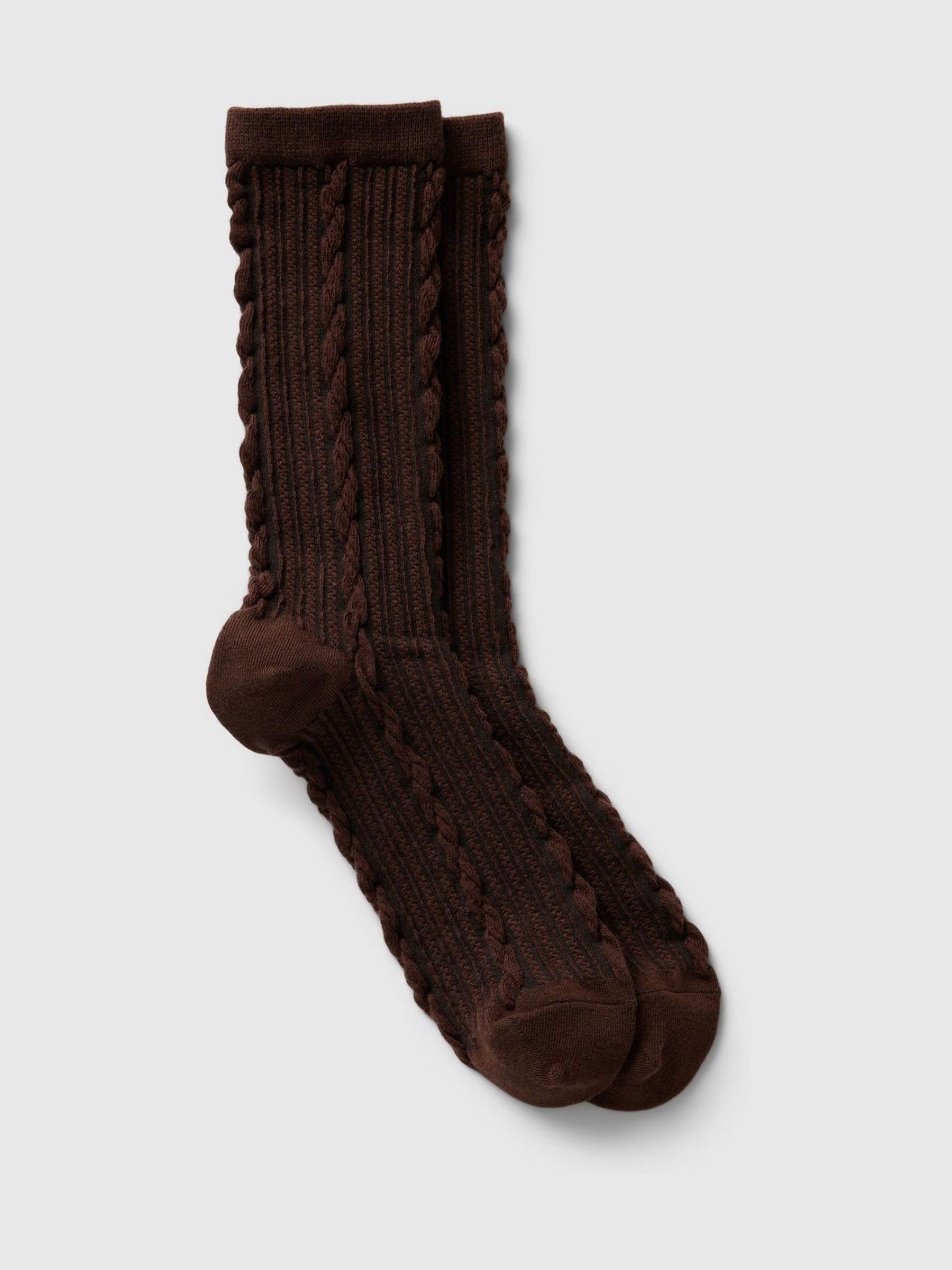 Brown Twisted-Knit Crew Socks - Image 1 of 2