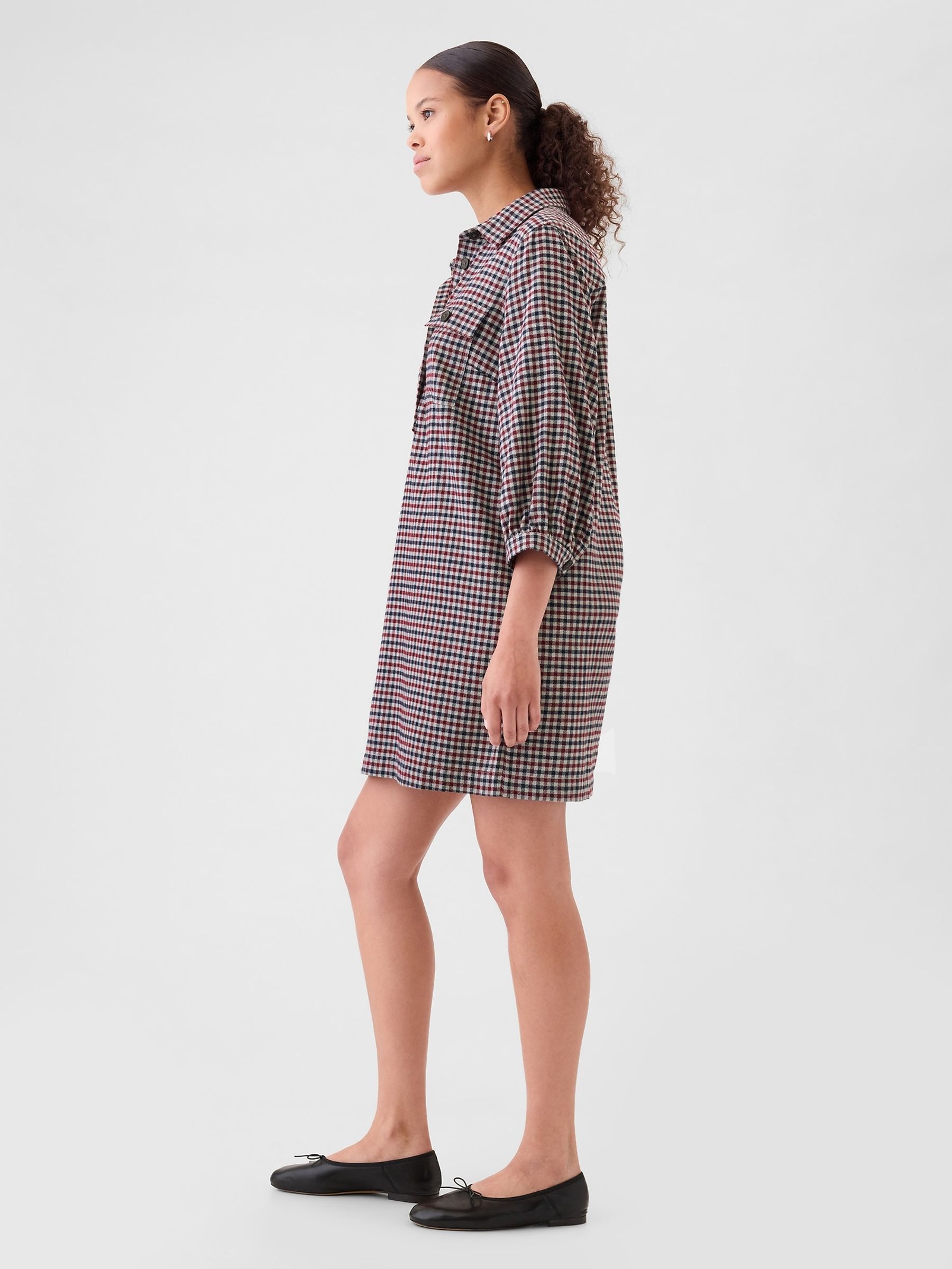 Red Flannel Utility Mini Shirtdress - Image 2 of 5