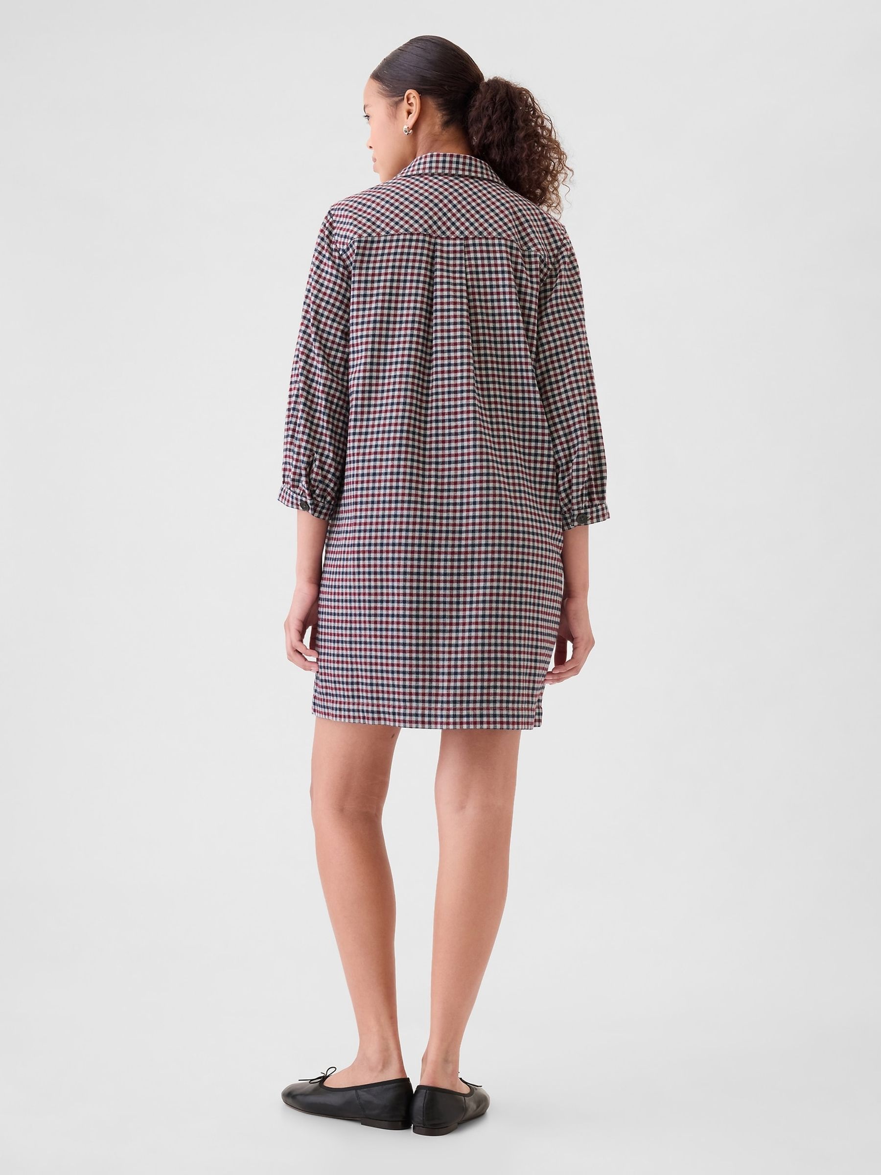 Red Flannel Utility Mini Shirtdress - Image 3 of 5