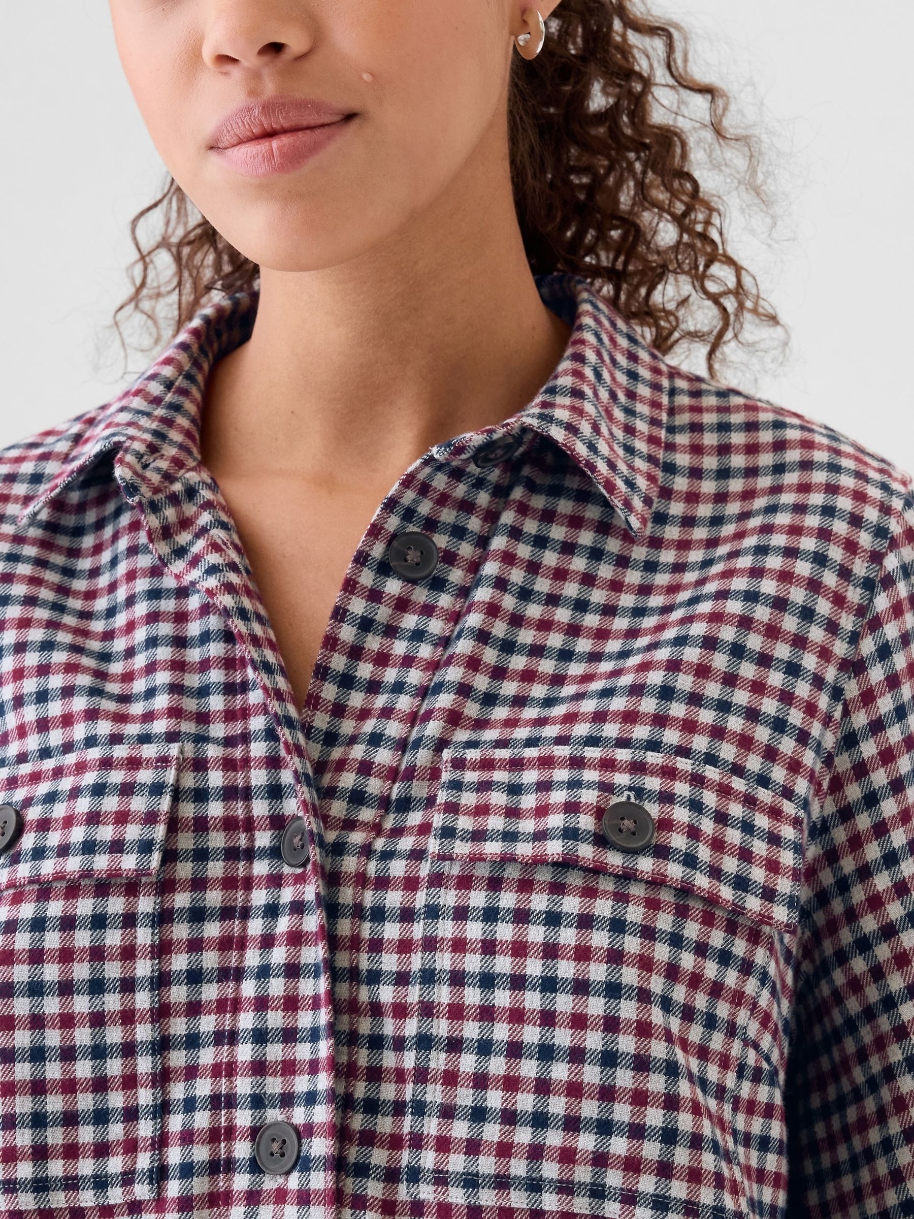 Red Flannel Utility Mini Shirtdress - Image 5 of 5