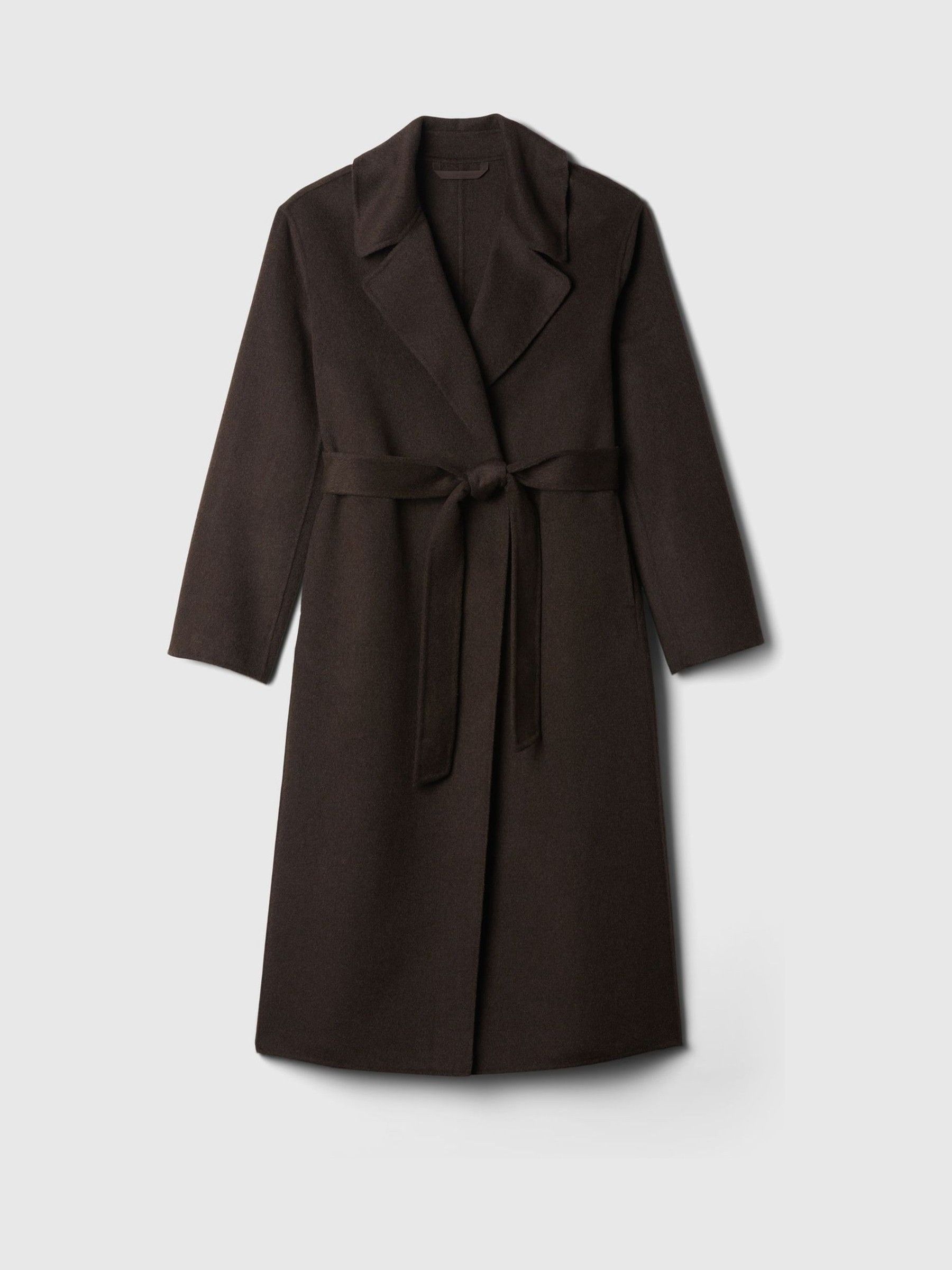 Brown Belted Double Faced Wool-Blend Trench Coat - Image 5 of 5