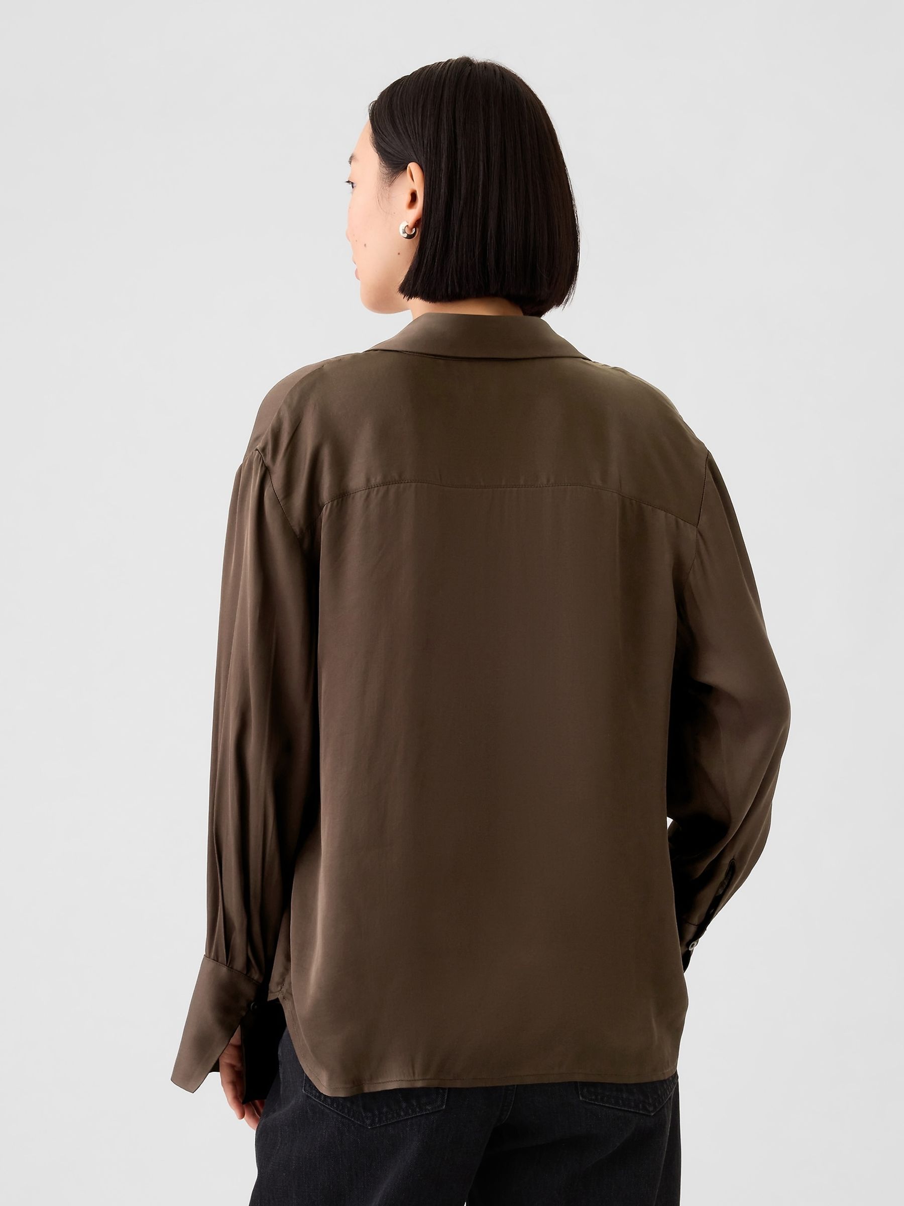 Brown Satin Perfect Shirt - Image 2 of 5