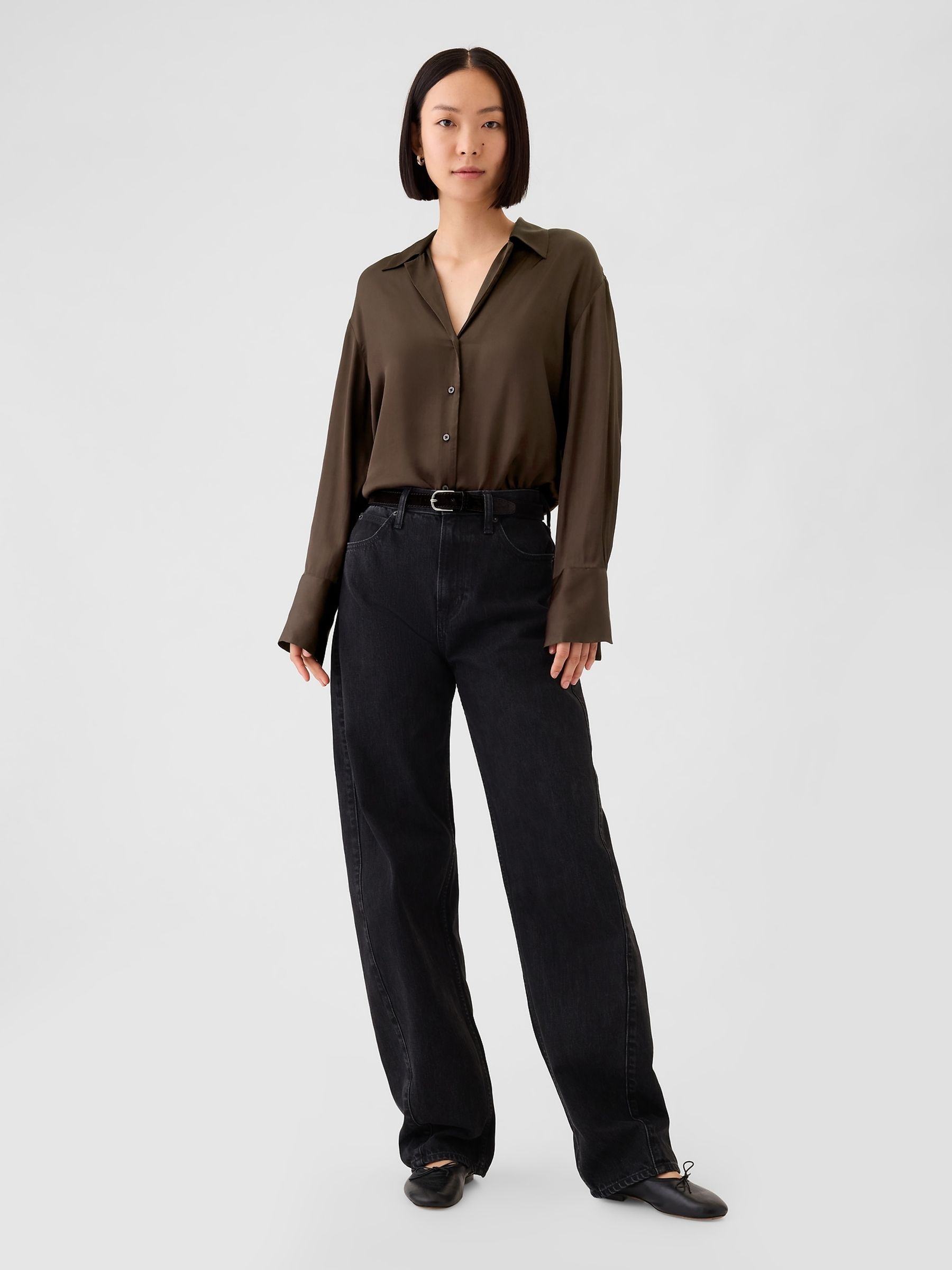 Brown Satin Perfect Shirt - Image 3 of 5