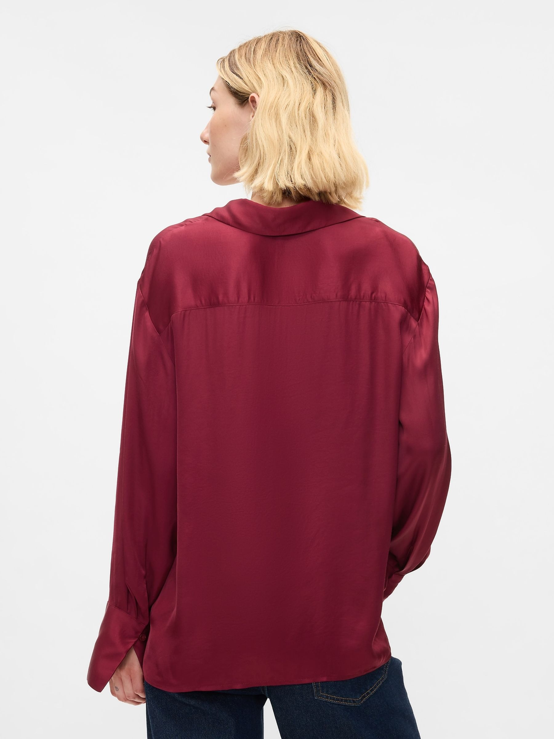 Red Satin Perfect Shirt - Image 2 of 5