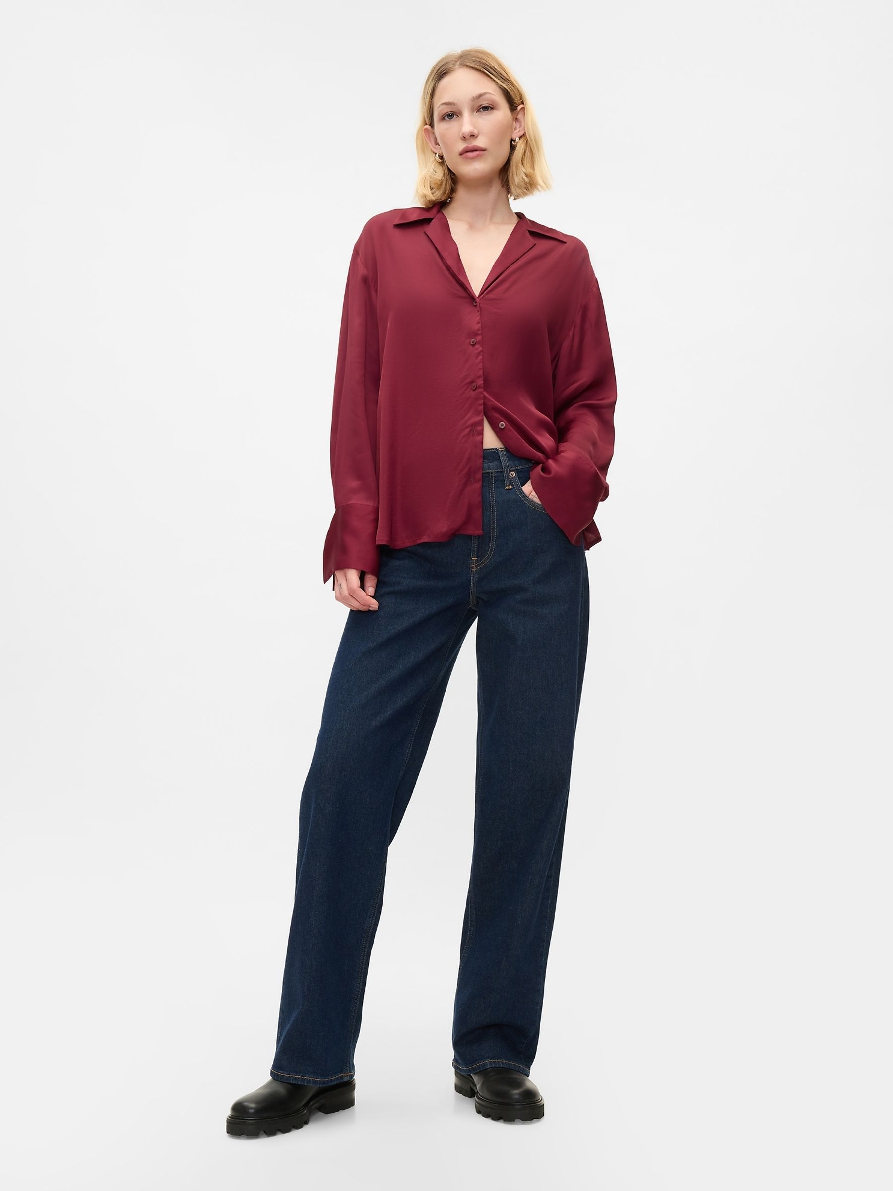 Red Satin Perfect Shirt - Image 3 of 5