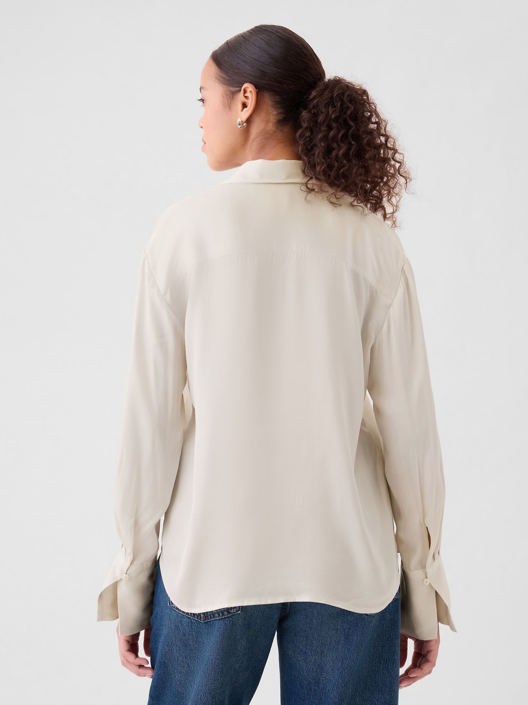 Beige Satin Perfect Shirt - Image 2 of 5
