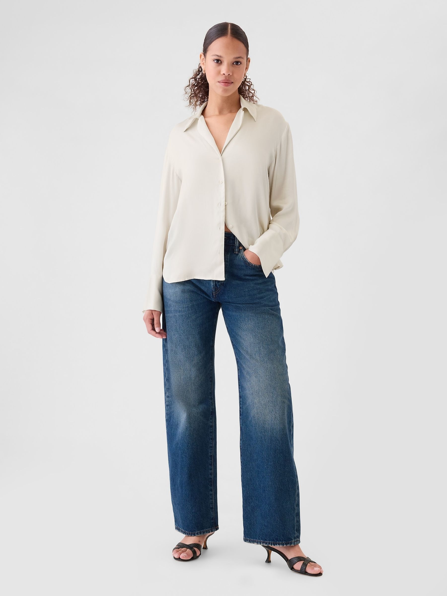 Beige Satin Perfect Shirt - Image 3 of 5