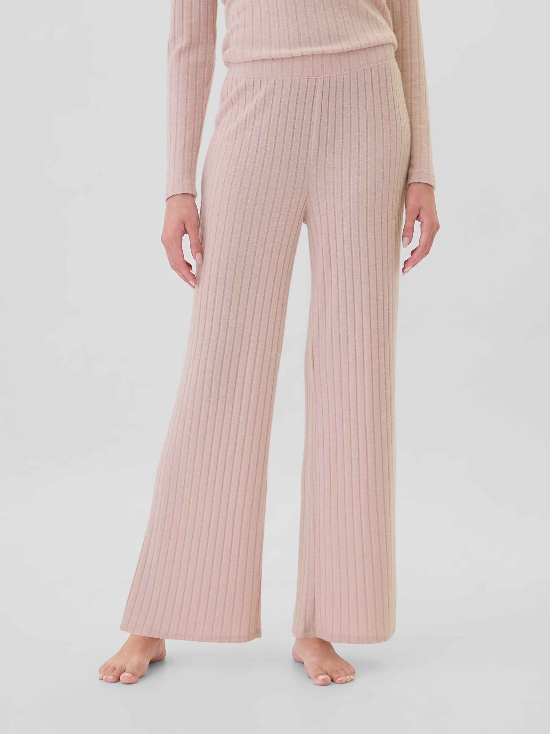 Pink Relaxed Ribbed Wide-Leg Pyjama Bottoms - Image 3 of 4