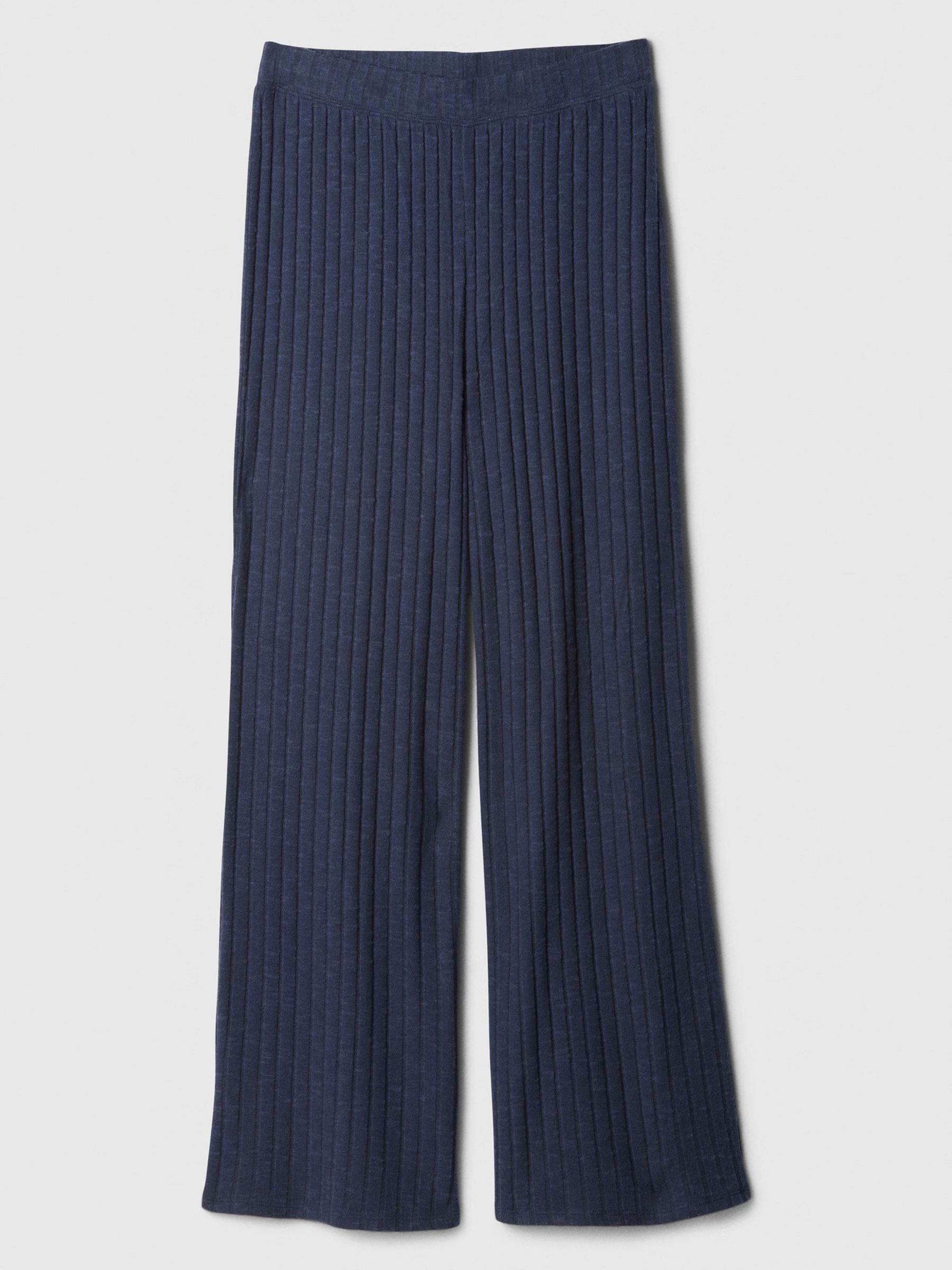 Navy Blue Relaxed Ribbed Wide-Leg Pyjama Bottoms - Image 4 of 4