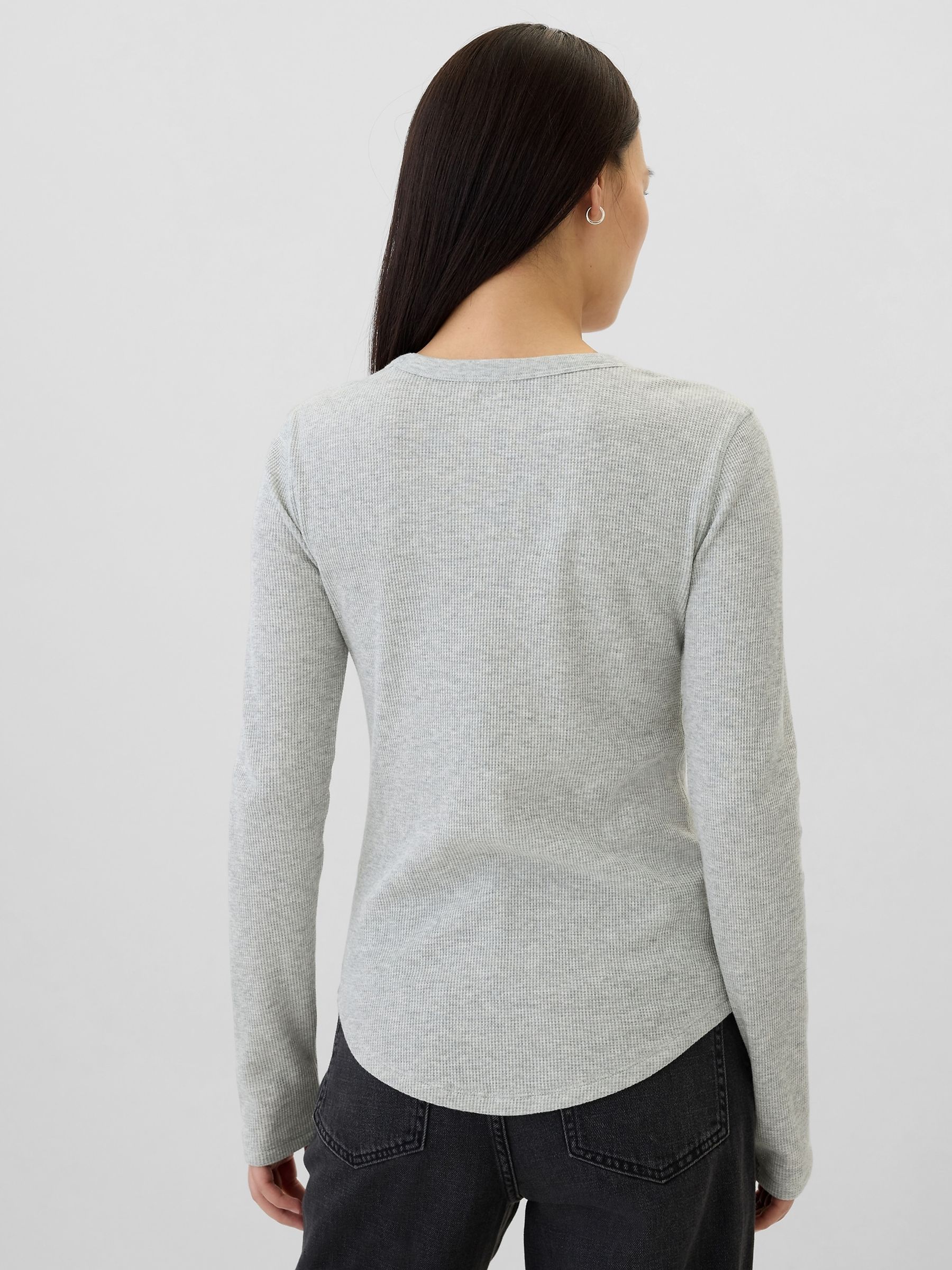 Grey Long Sleeve Crew Neck Waffle Knit T-Shirt | Gap Grey Long Sleeve Crew Neck Waffle Knit T-Shirt | Gap
