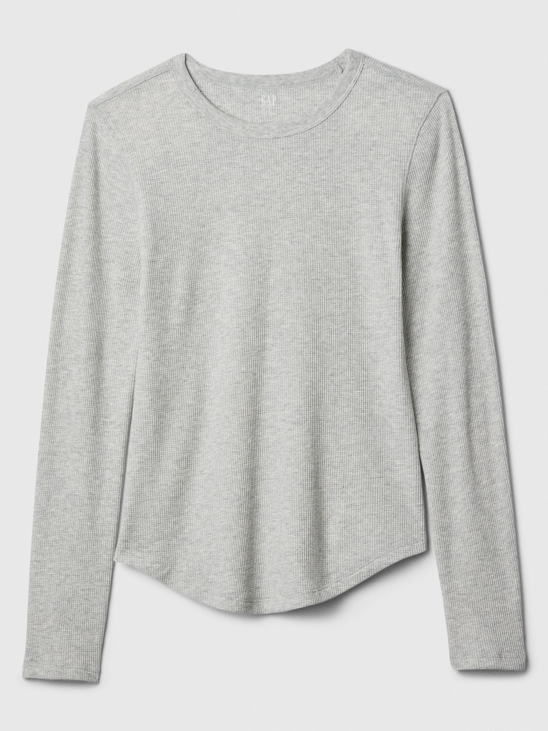 Grey Long Sleeve Crew Neck Waffle Knit T-Shirt - Image 5 of 5