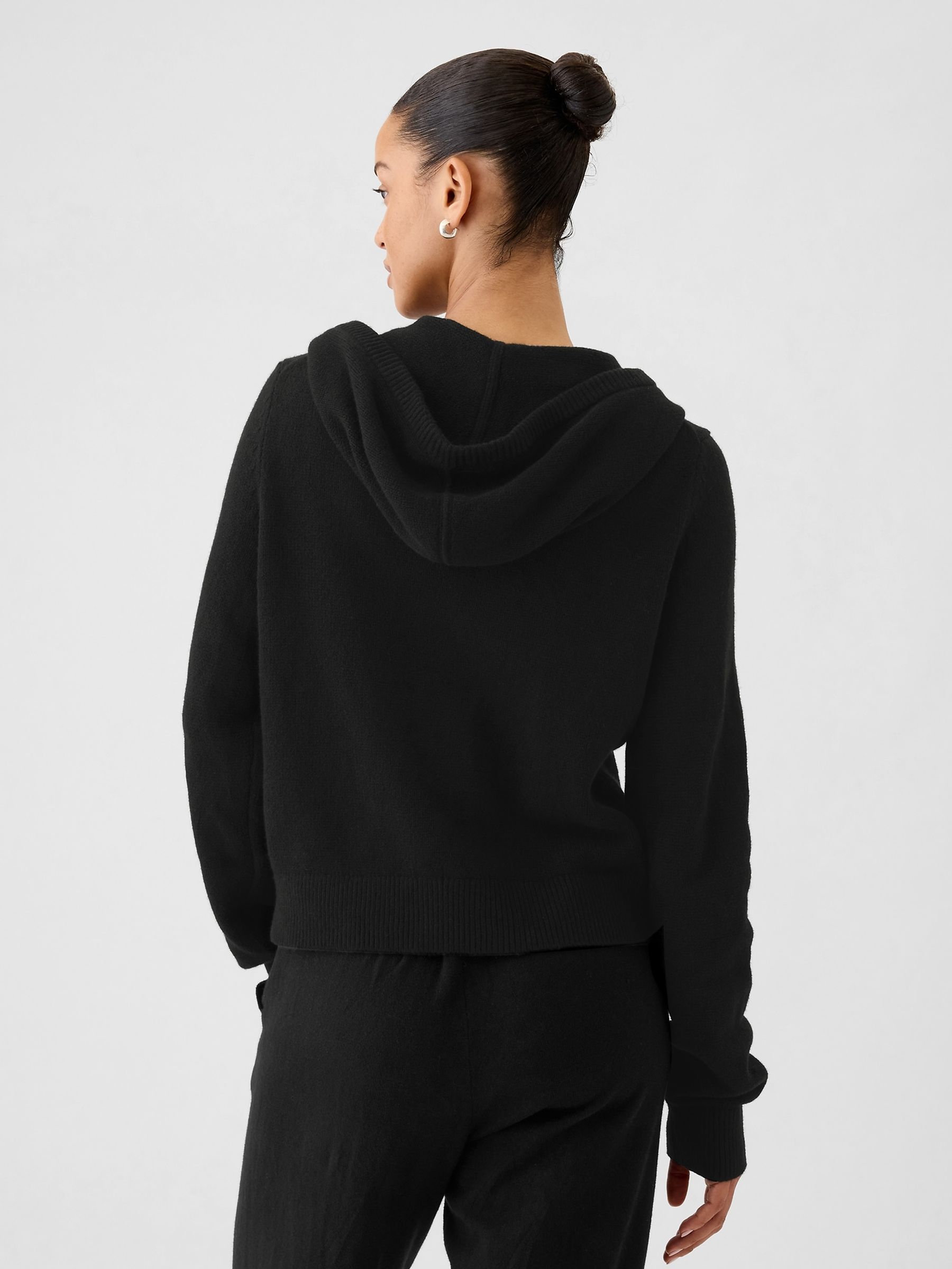 Black CashSoft Zip Through Knitted Hoodie - Image 2 of 5