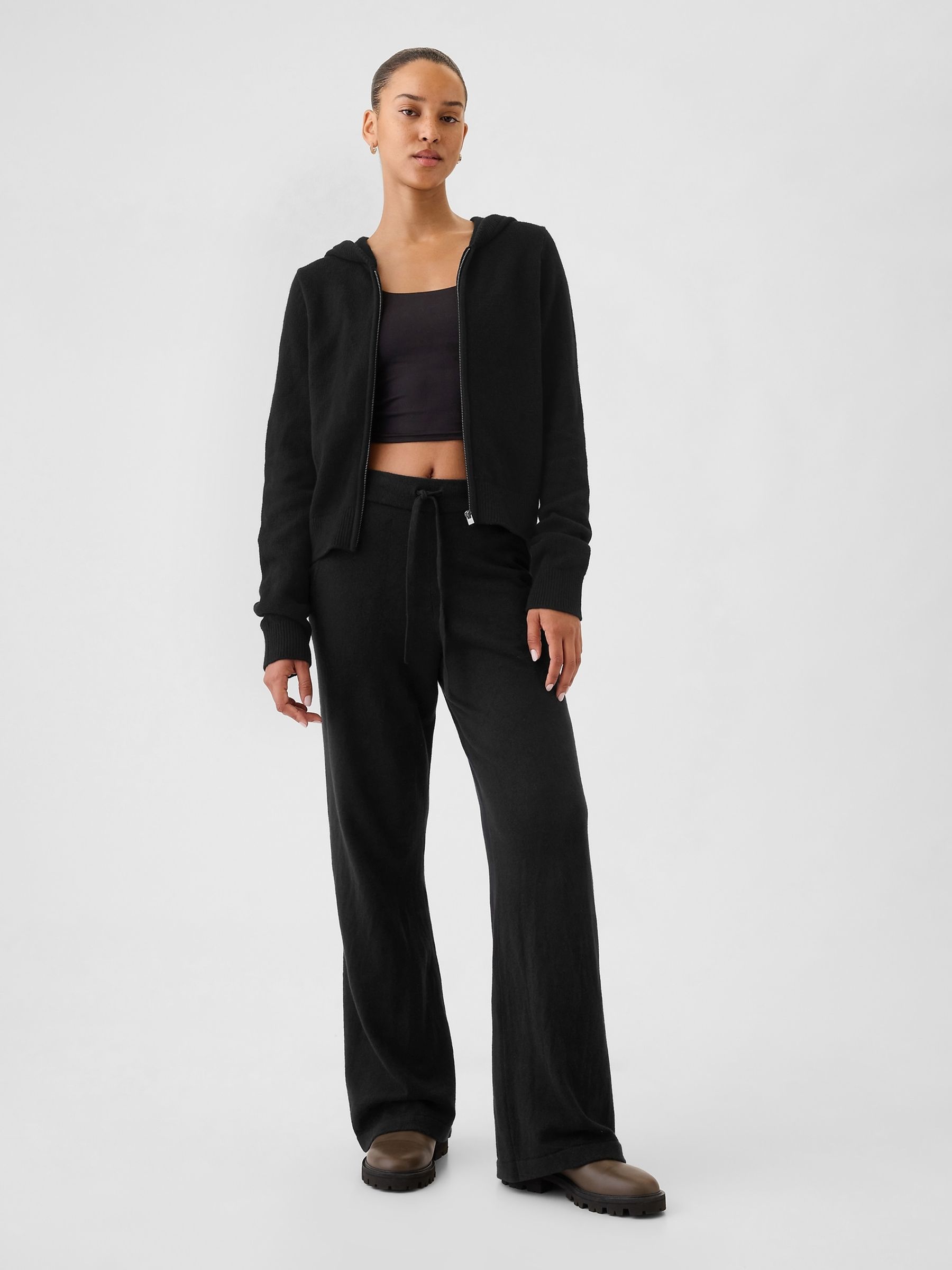 Black CashSoft Zip Through Knitted Hoodie - Image 3 of 5