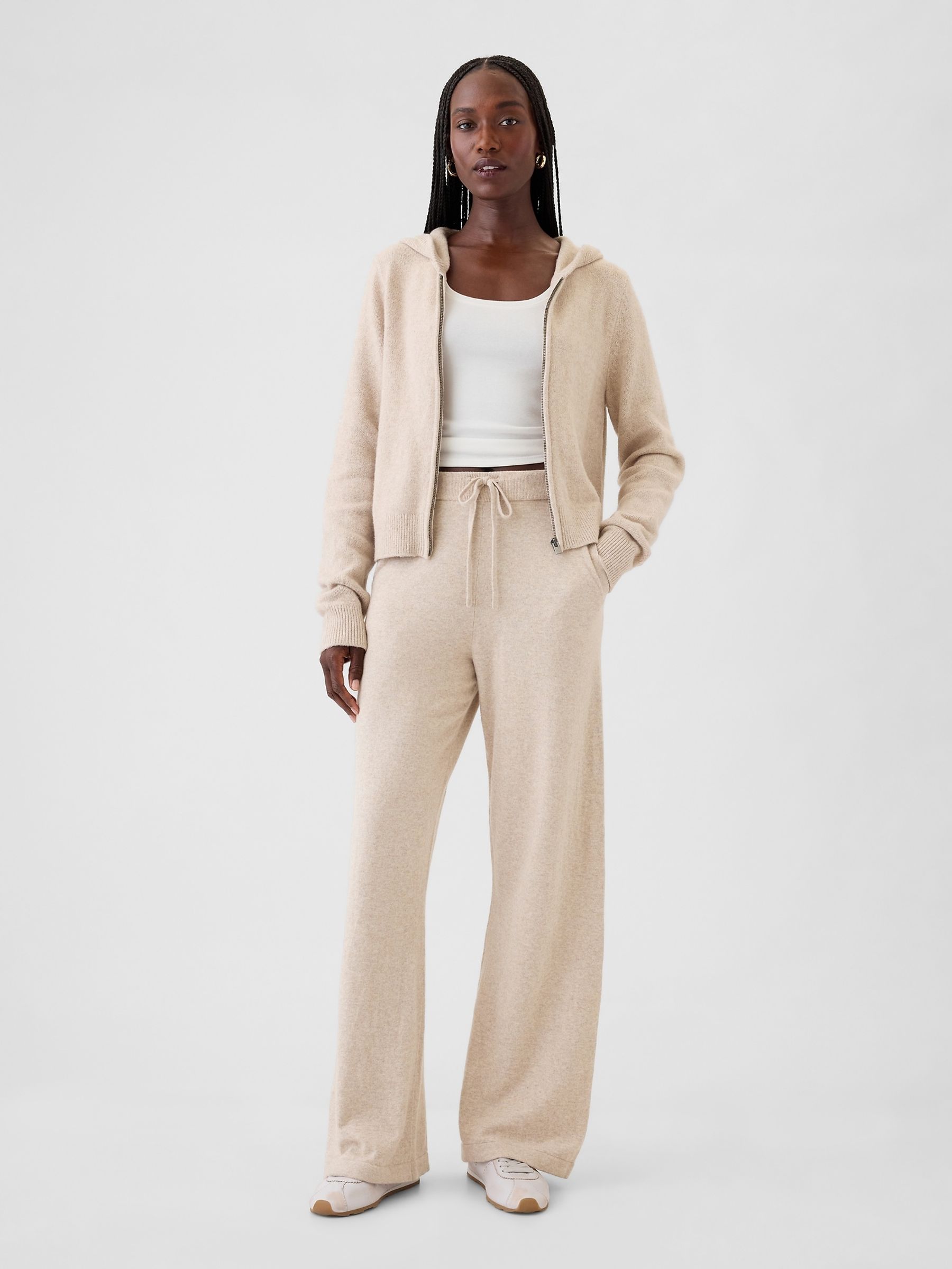 Beige CashSoft Zip Through Knitted Hoodie - Image 3 of 5