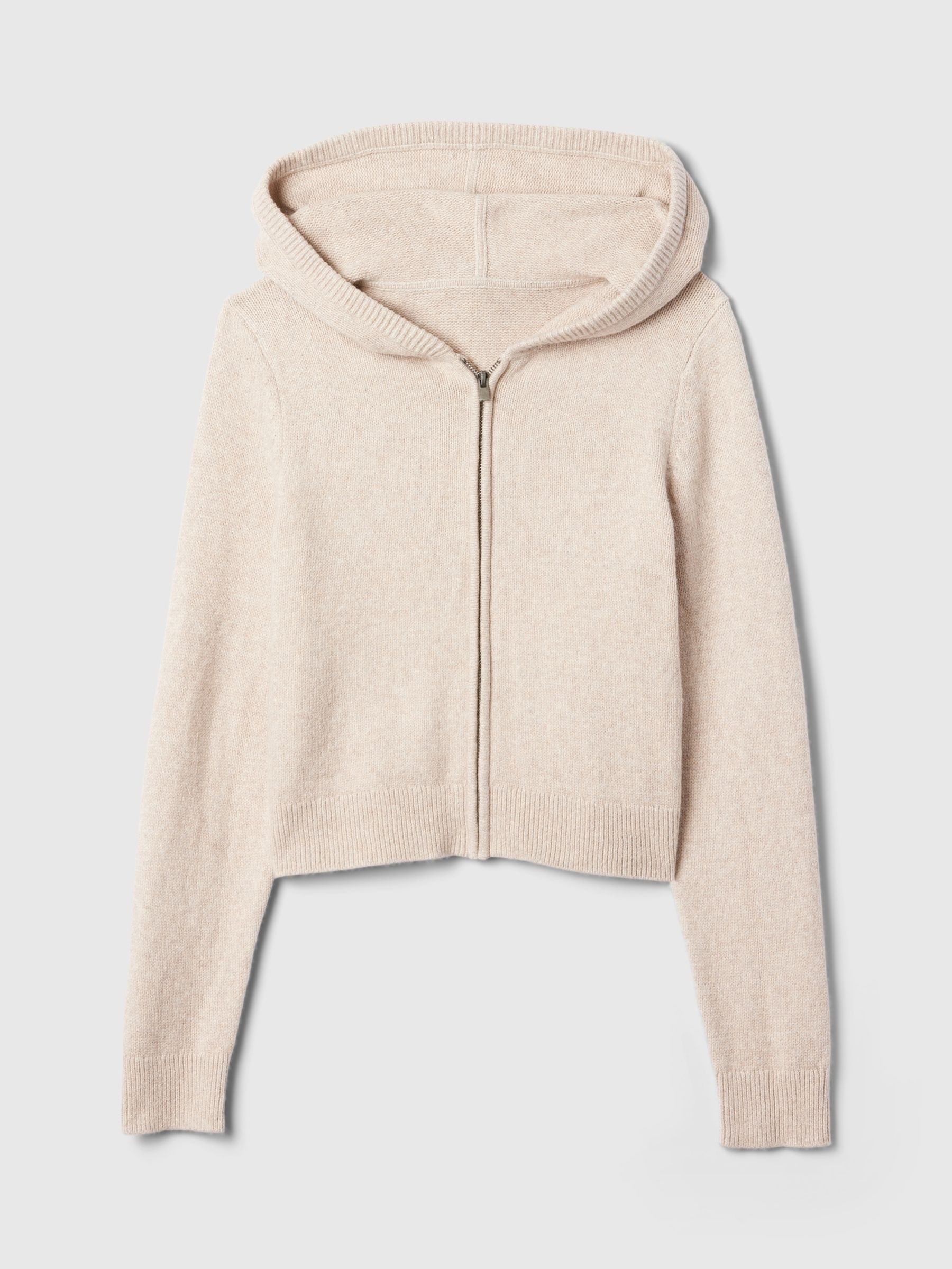 Beige CashSoft Zip Through Knitted Hoodie - Image 5 of 5