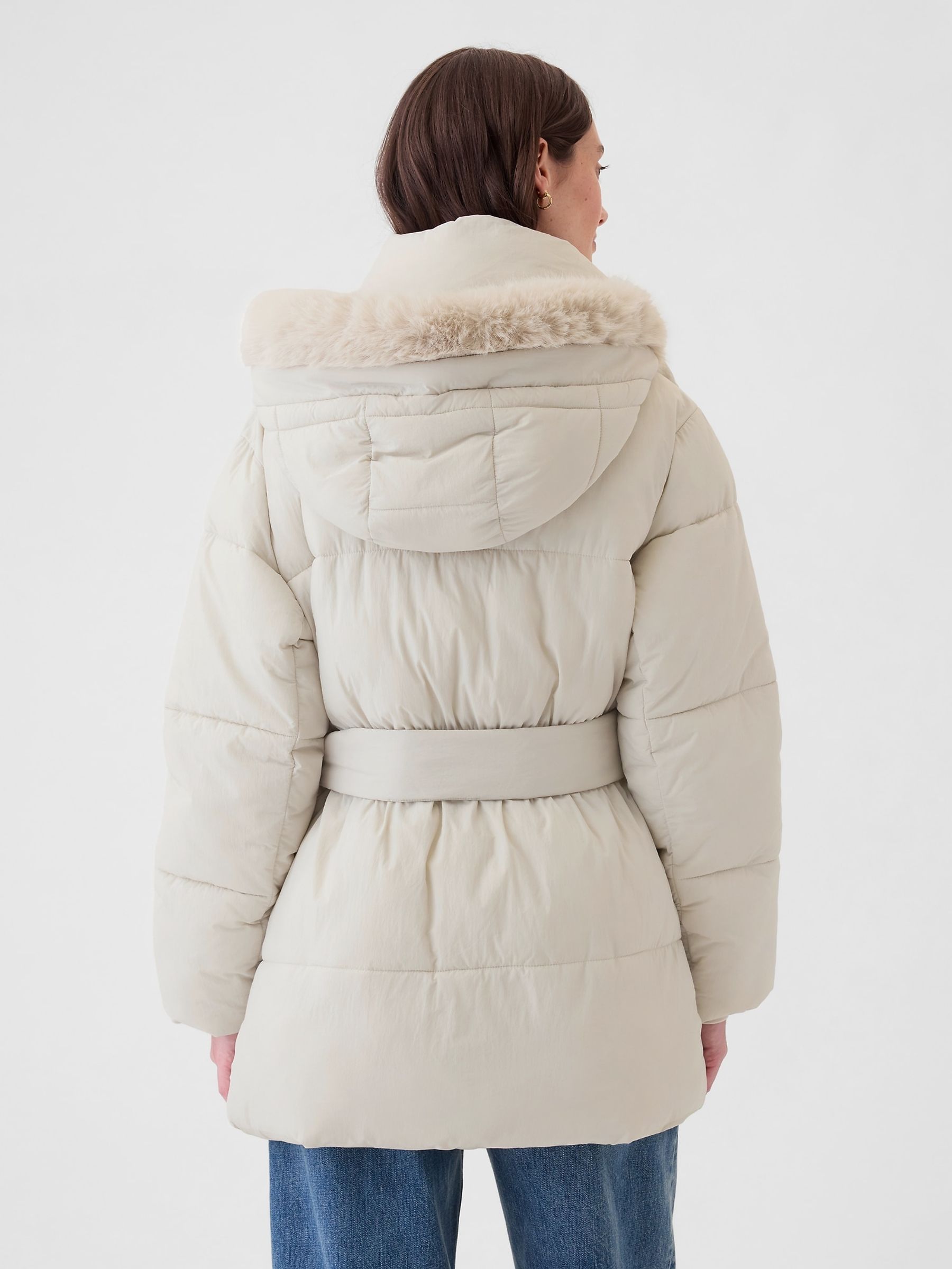 Off White Oversized Puffer Coat - Image 2 of 6