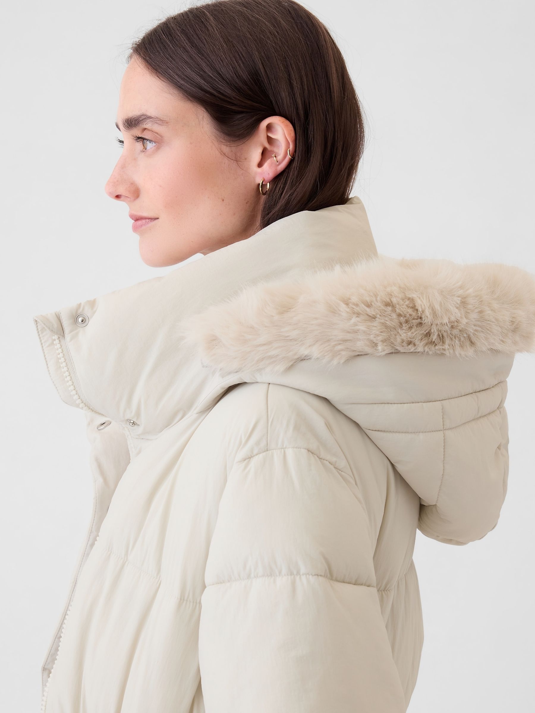Off White Oversized Puffer Coat - Image 4 of 6