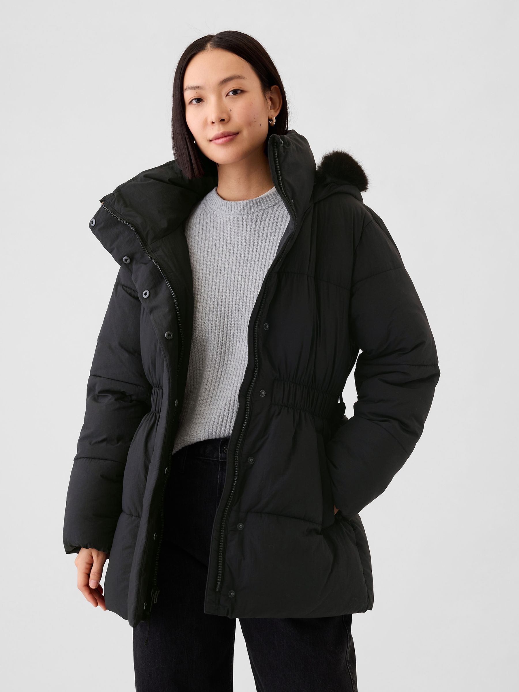 Black Oversized Puffer Coat - Image 1 of 6