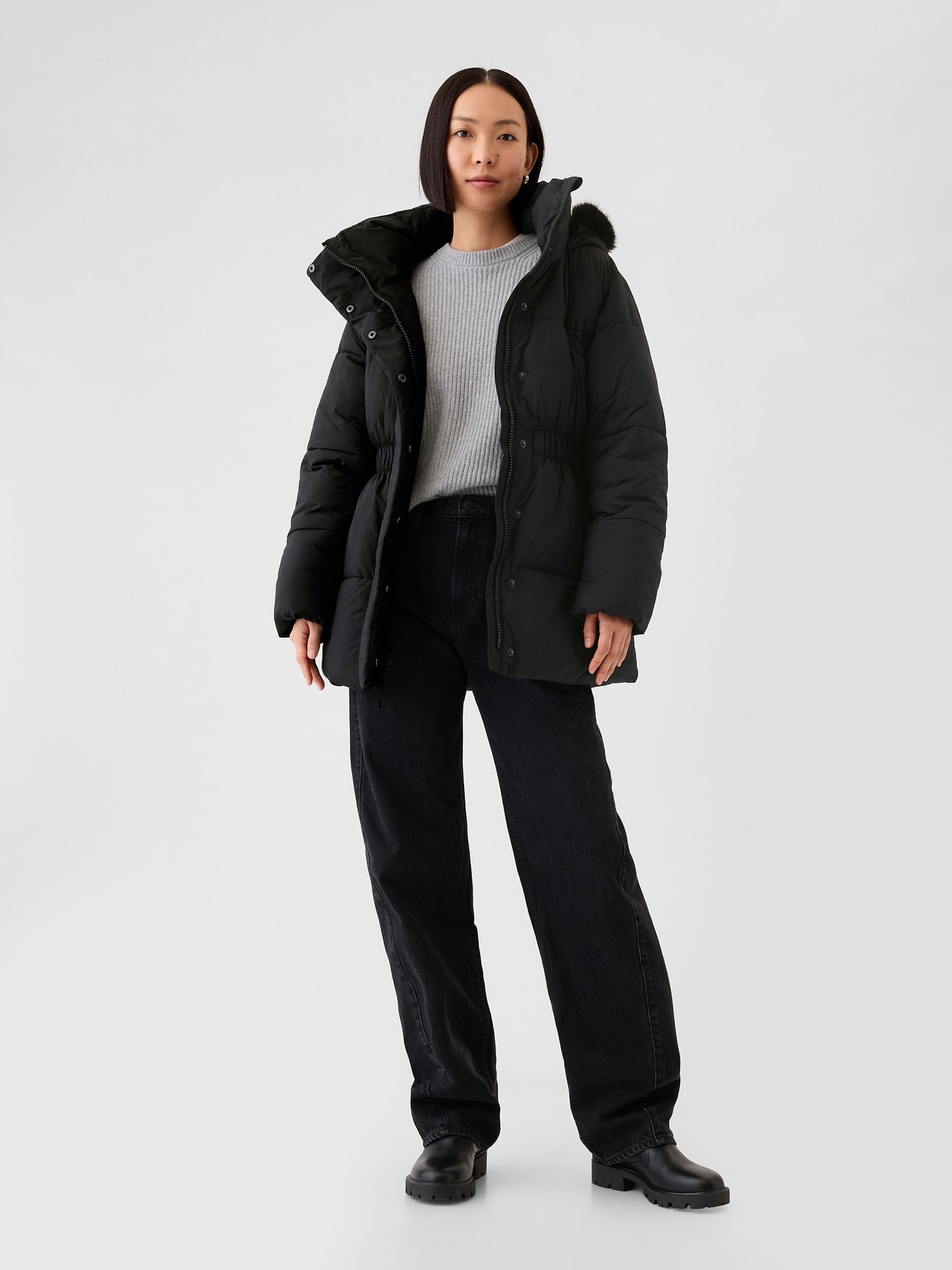 Black Oversized Puffer Coat - Image 3 of 6
