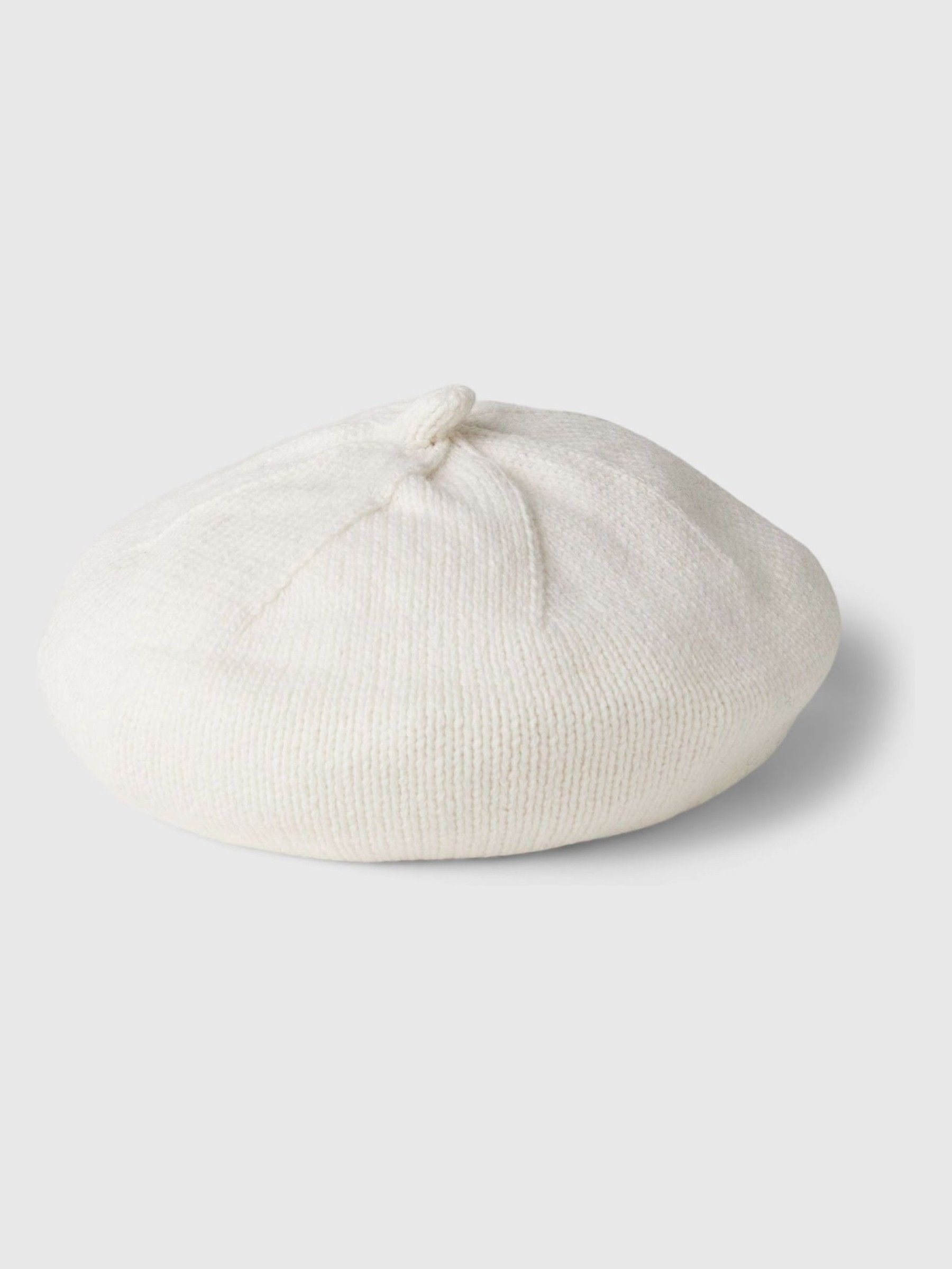 White Adults Cotton Knit Beret - Image 1 of 3