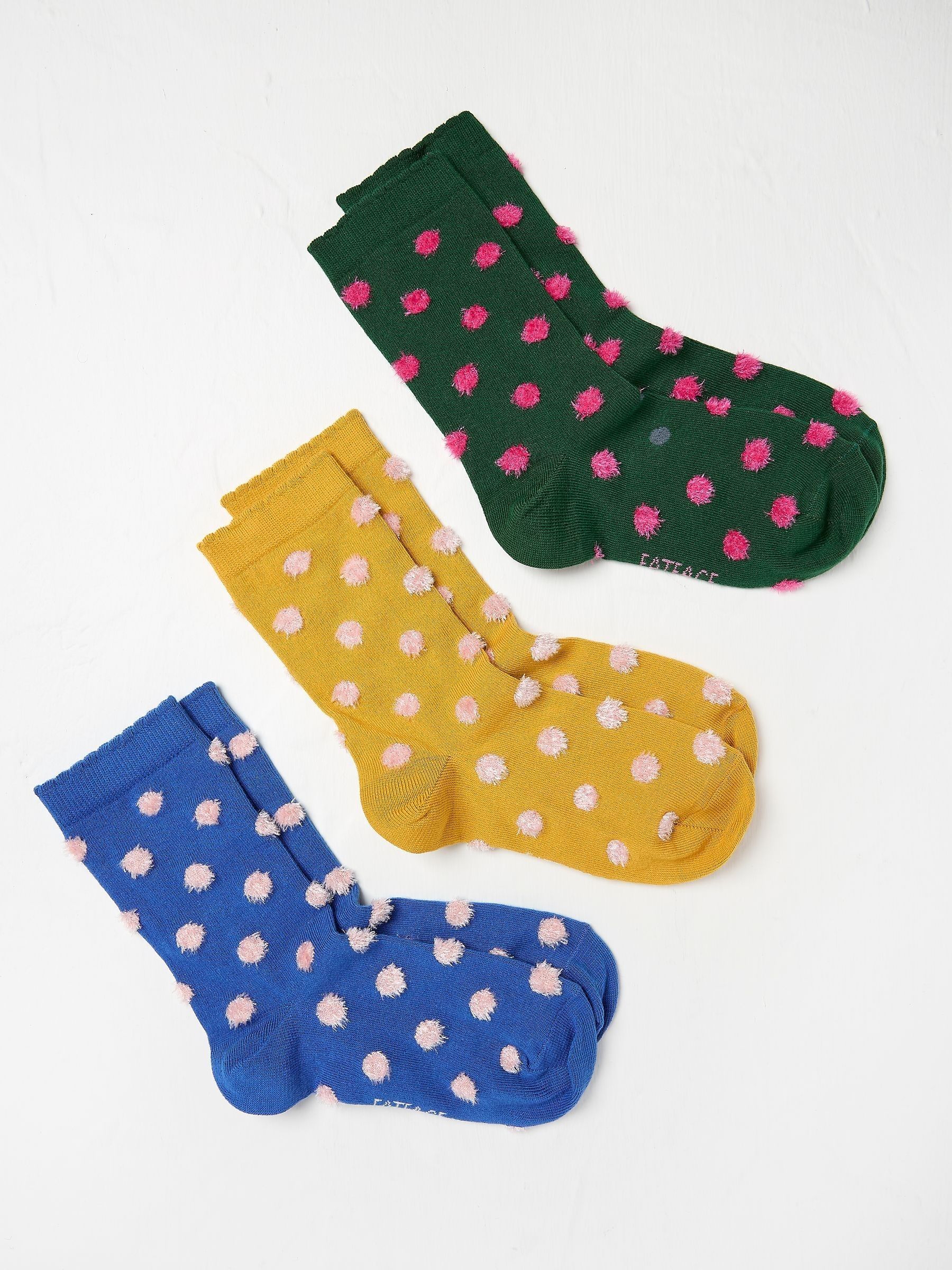 Multi Womens Fluffy Spot Socks 3 Pack - Image 2 of 2 Multi Womens Fluffy Spot Socks 3 Pack - Image 2 of 2