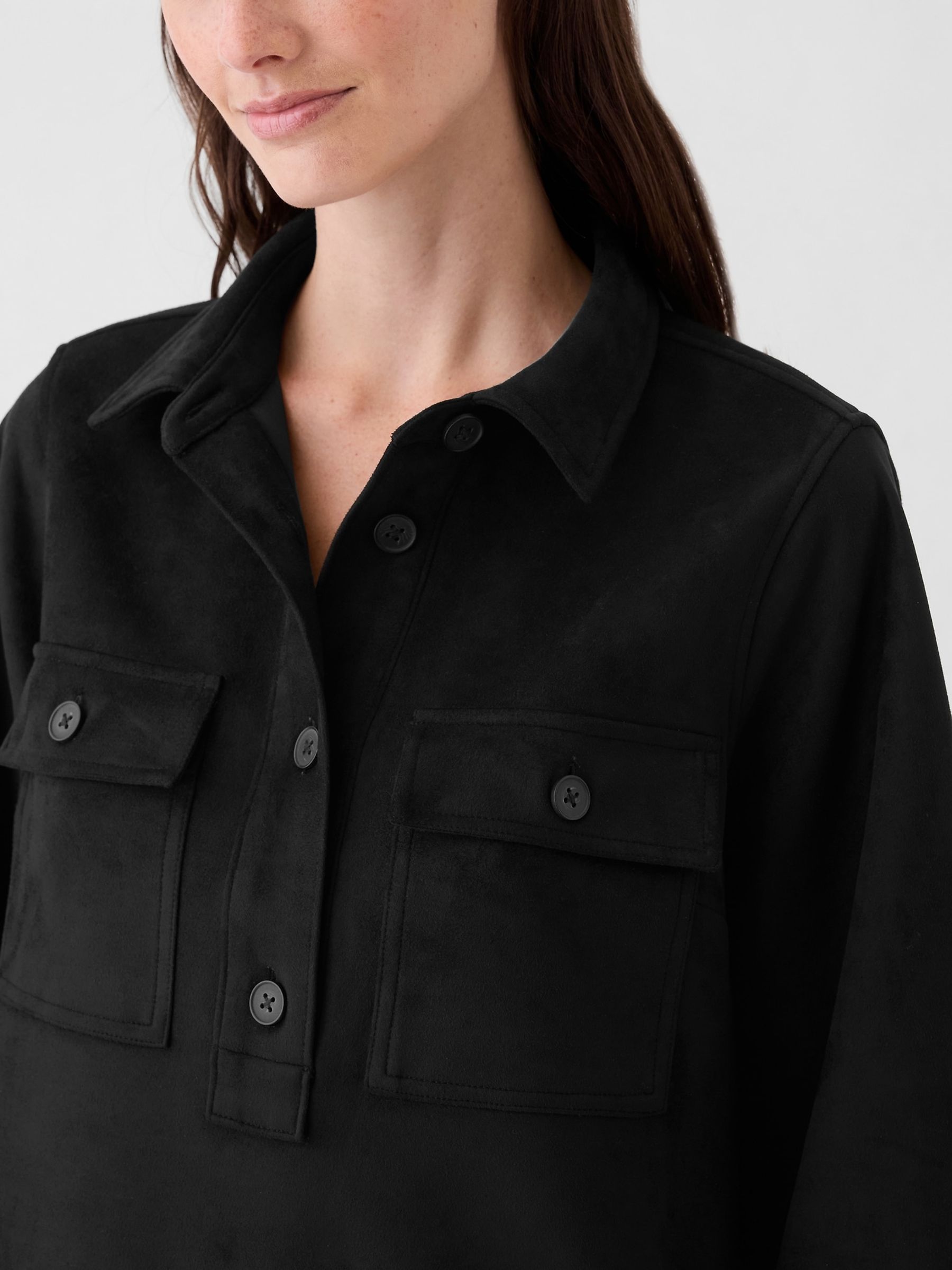 Black Vegan Suede Shift Mini Dress - Image 5 of 5