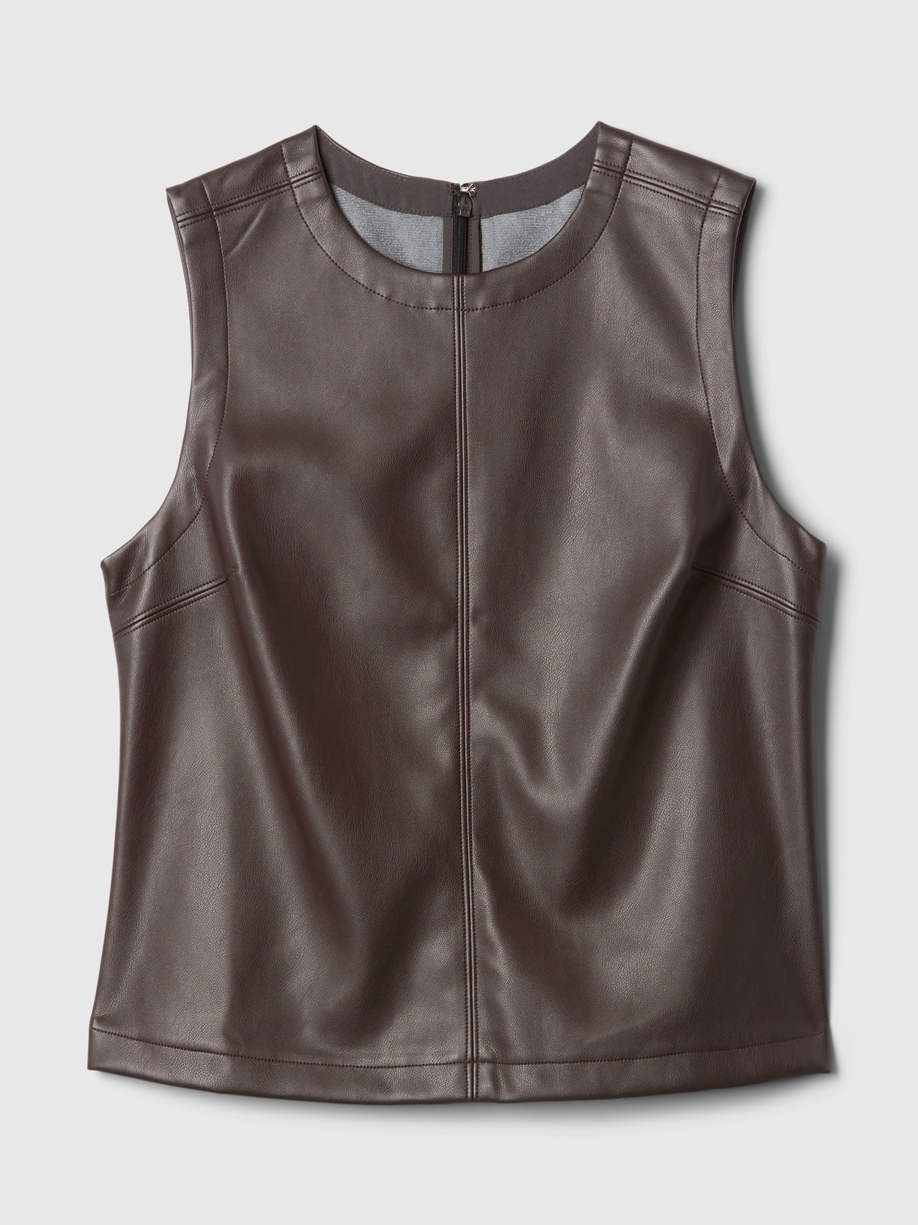 Brown Faux Leather Shell Vest Top - Image 4 of 4