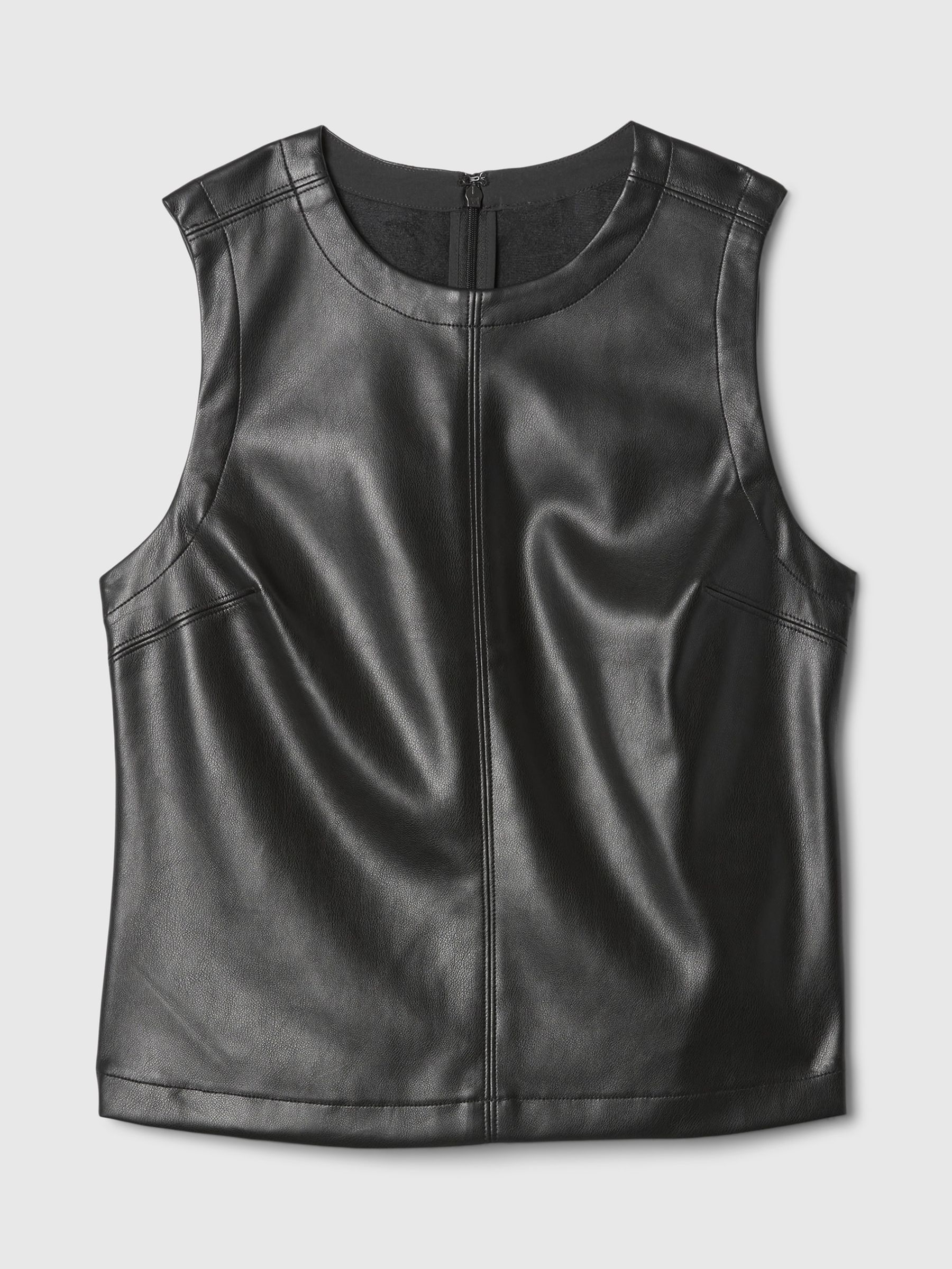Black Faux Leather Shell Vest Top - Image 5 of 5