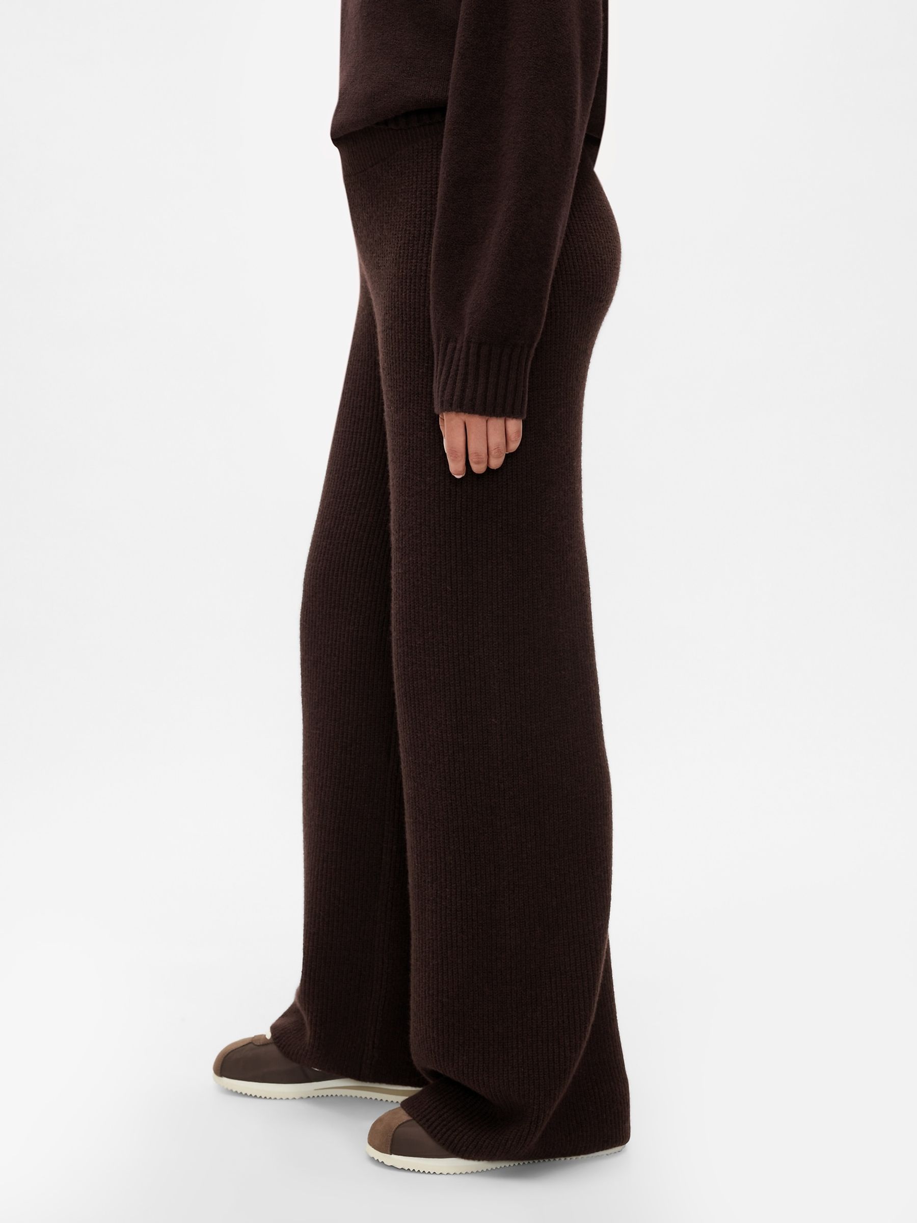 Brown CashSoft Shaker-Stitch Knit Trousers - Image 4 of 5