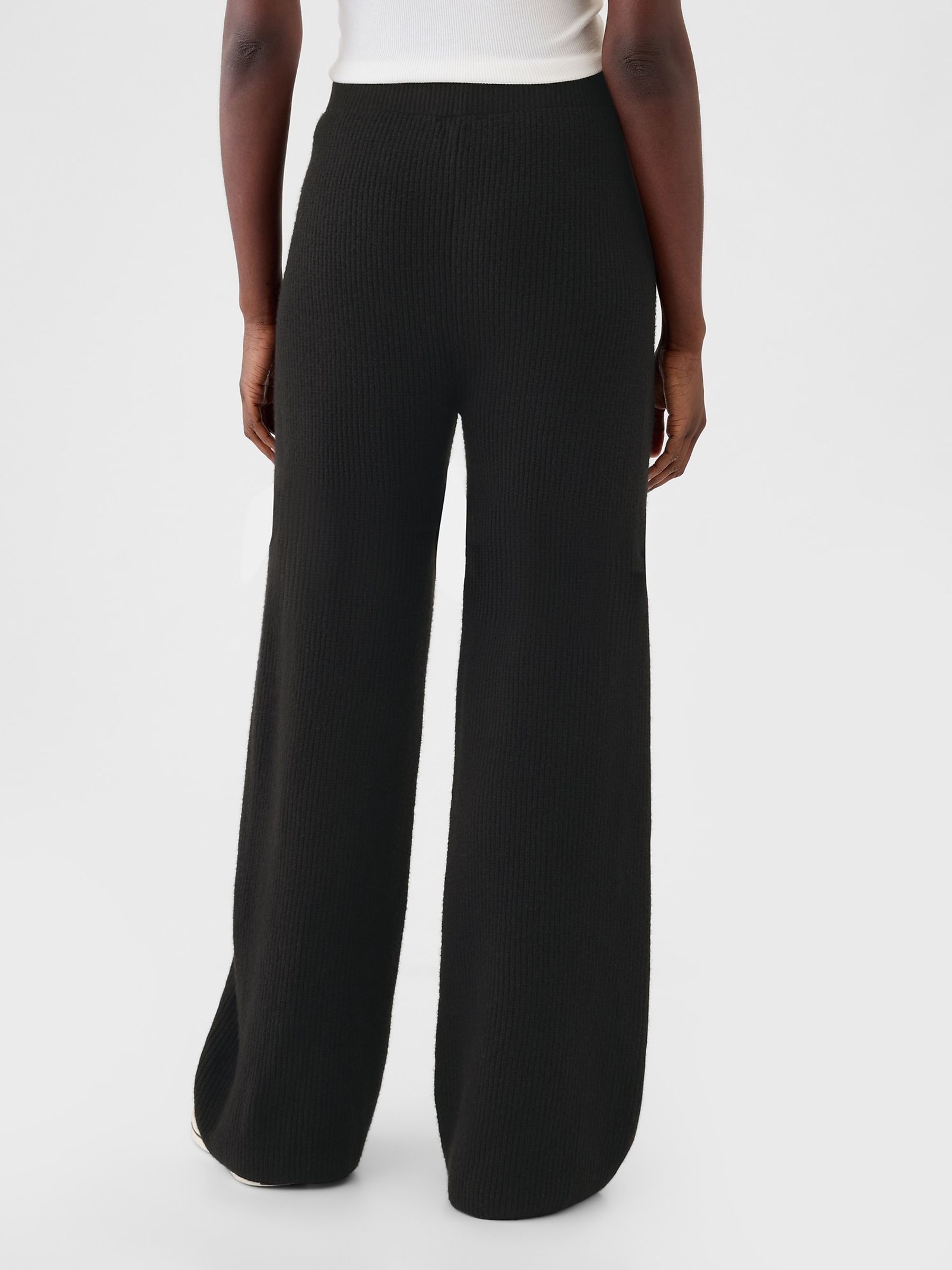 Black CashSoft Shaker-Stitch Knit Trousers - Image 3 of 5